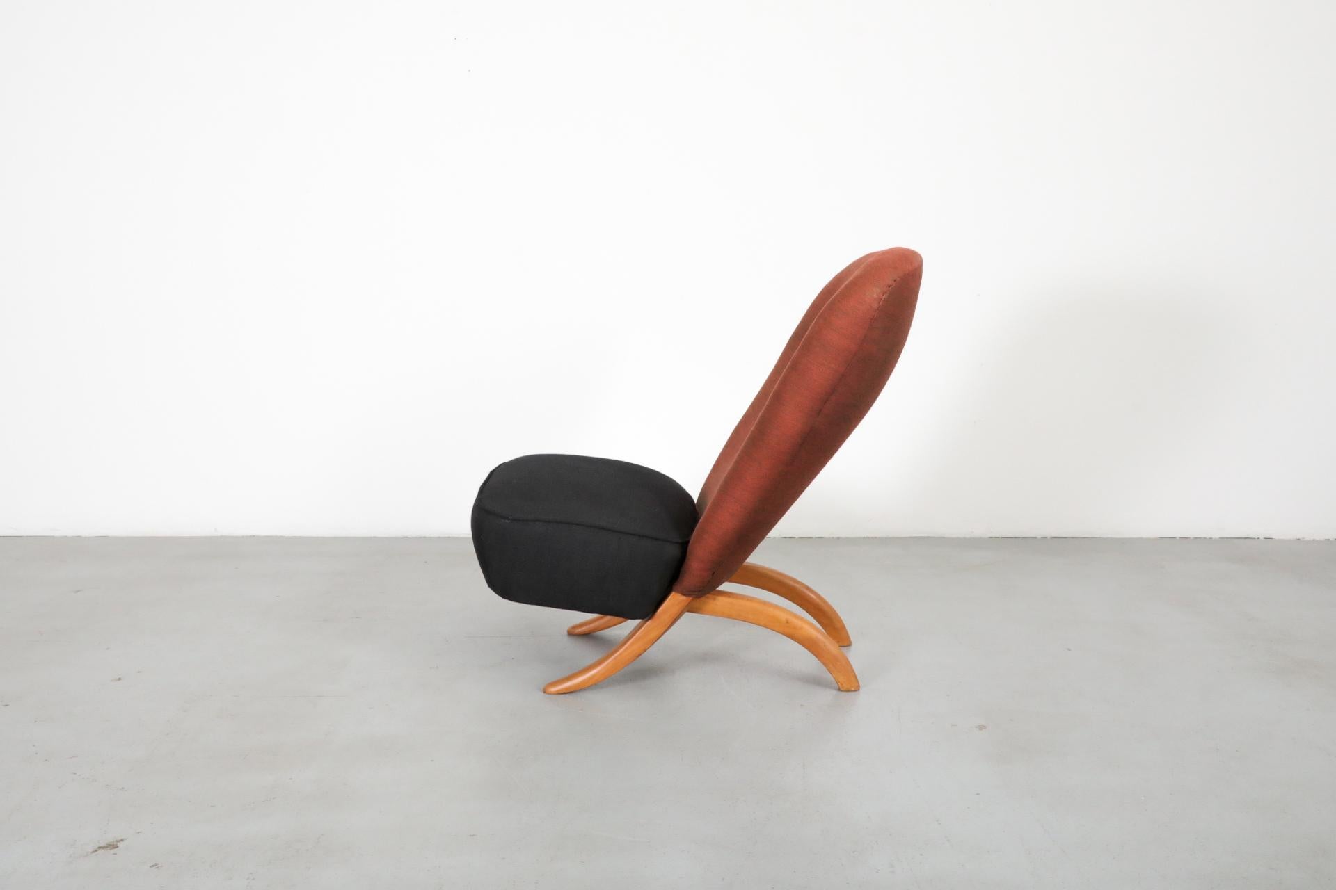 Dutch Original 1950's Theo Ruth Congo Chair for in Brick and Black