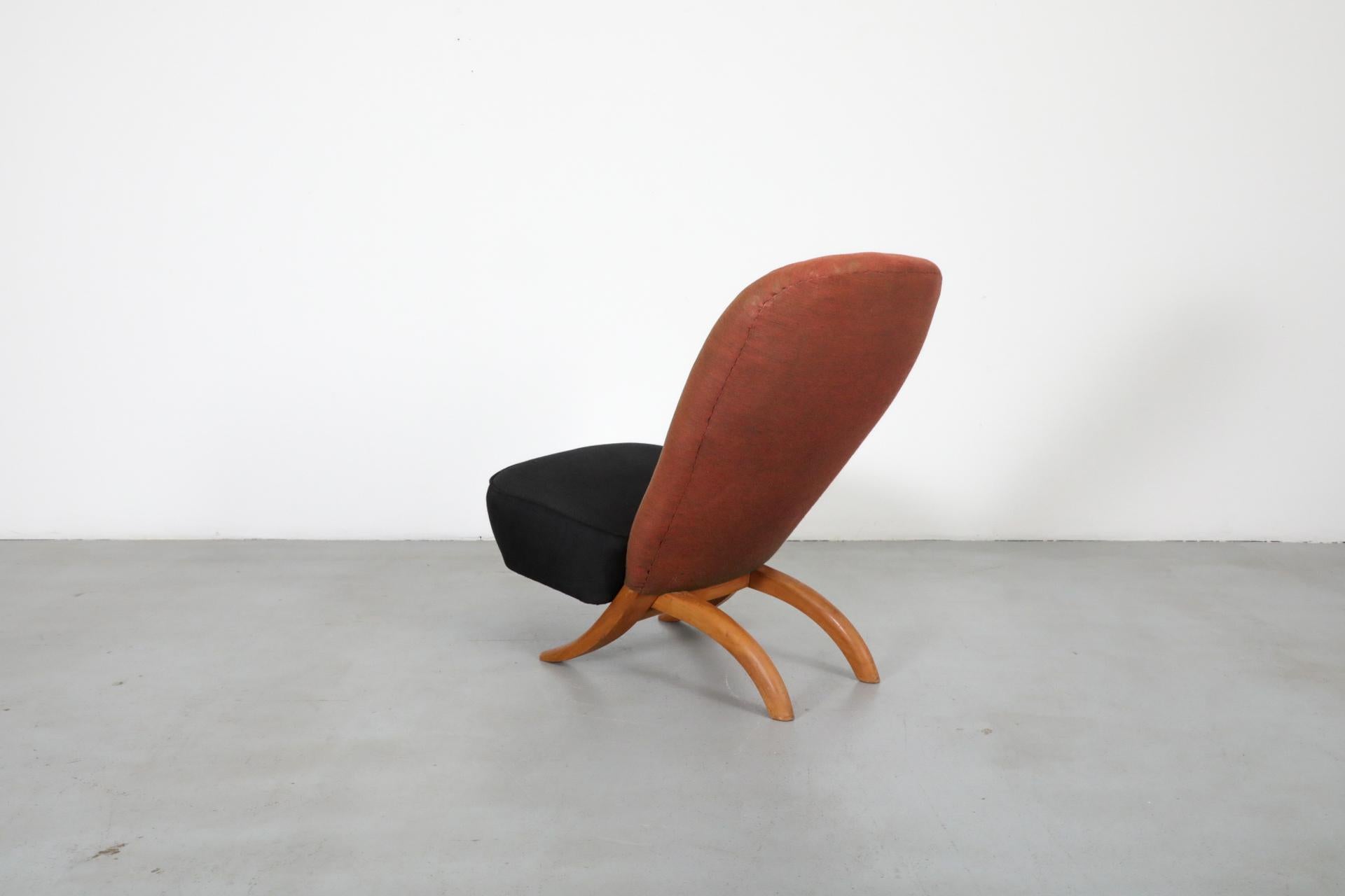 Original 1950's Theo Ruth Congo Chair for in Brick and Black In Good Condition In Los Angeles, CA