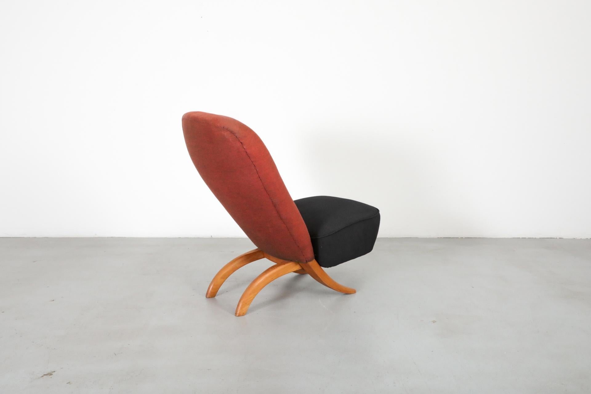 Upholstery Original 1950's Theo Ruth Congo Chair for in Brick and Black
