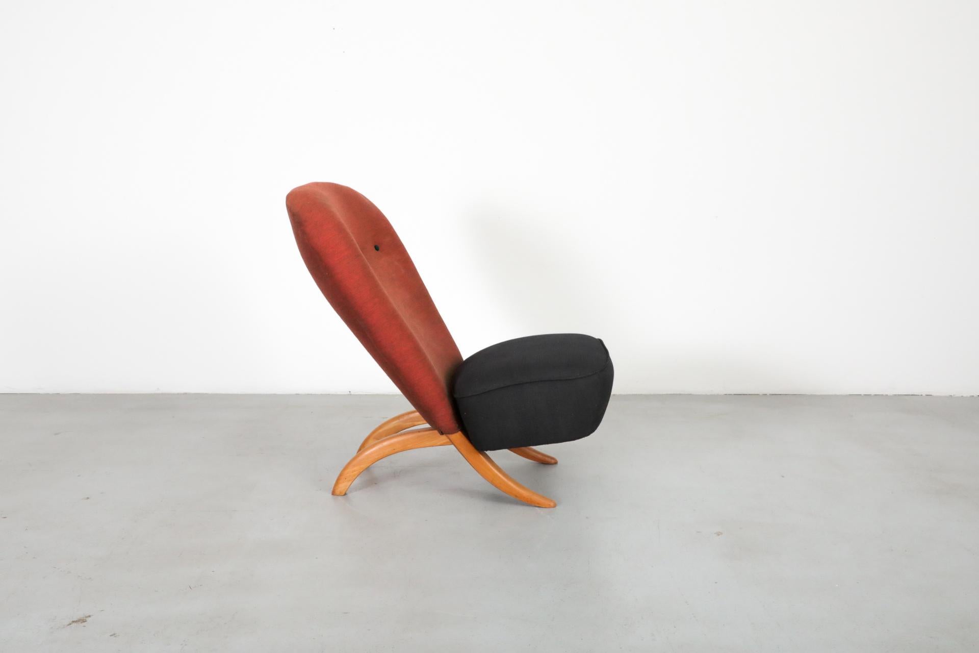 Original 1950's Theo Ruth Congo Chair for in Brick and Black 1