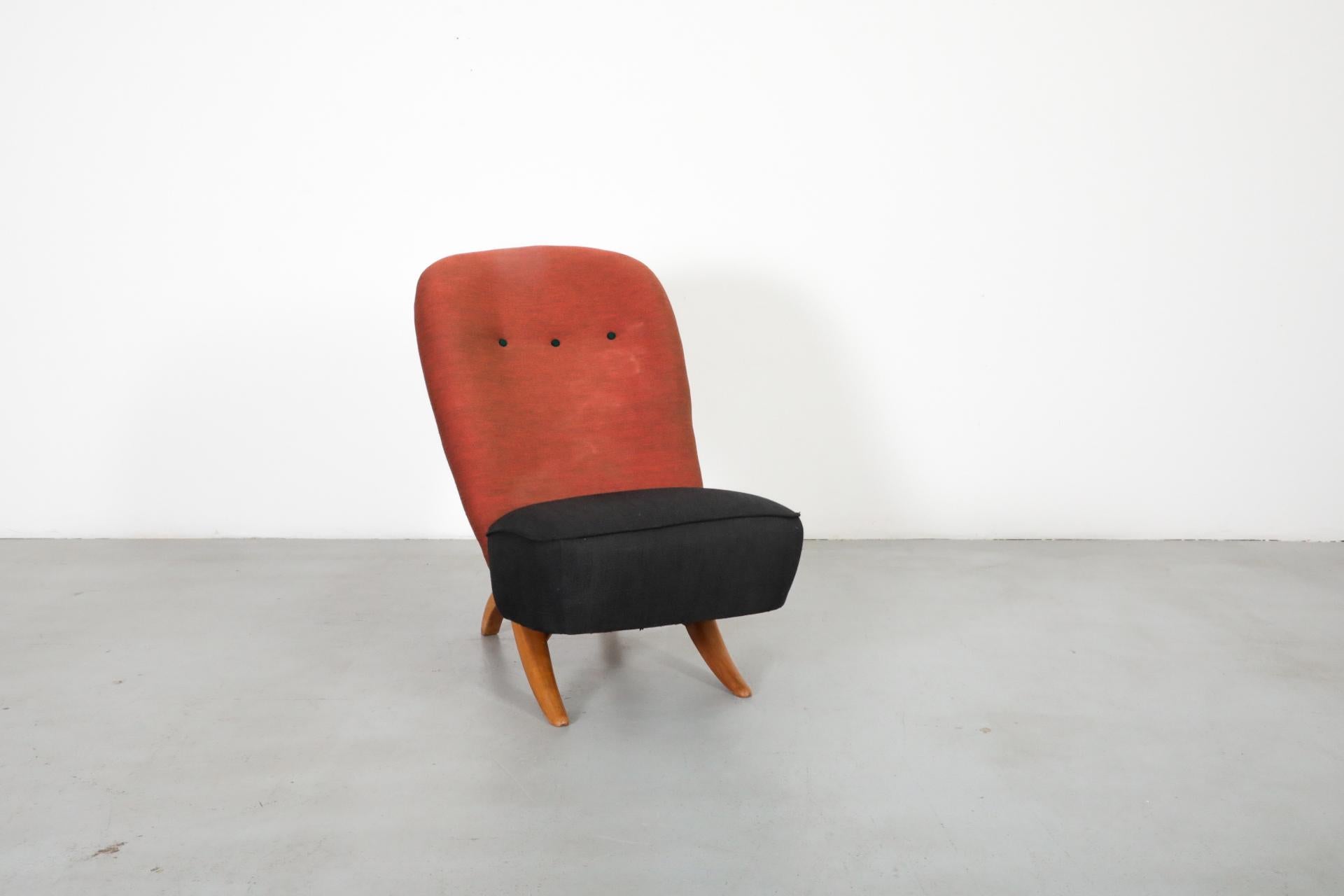 Original 1950's Theo Ruth Congo Chair for in Brick and Black 2