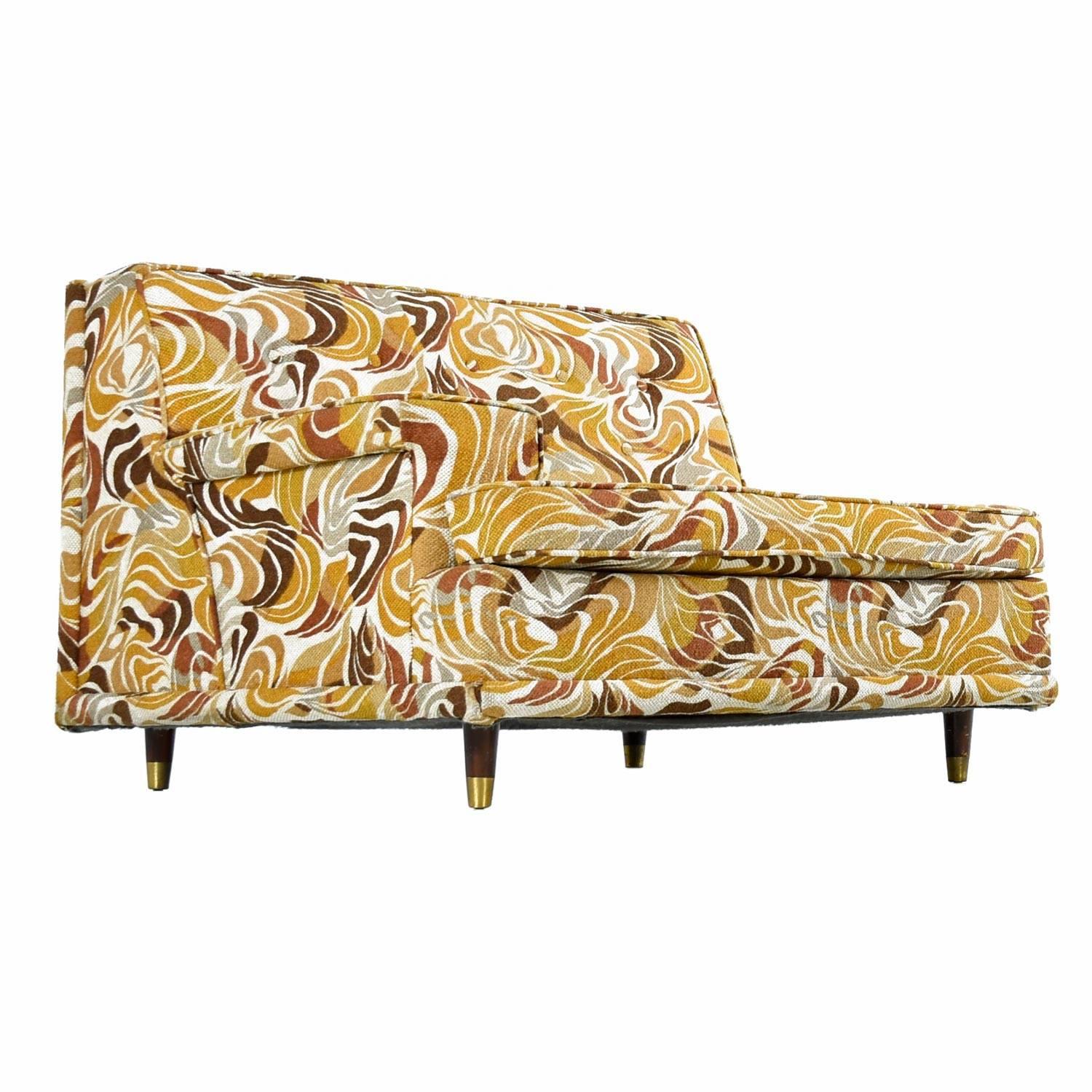 American Modular Settee Sofa Set, Original Psychedelic Abstract Print Tribal Fabric