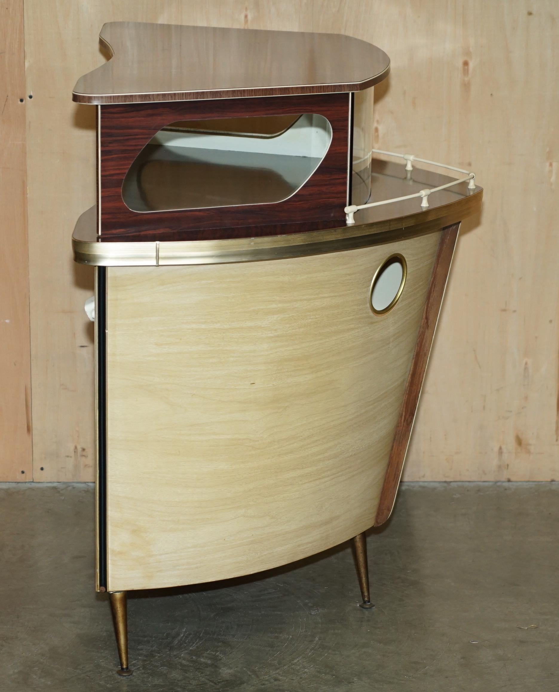 ORIGINAL 1950's UMBERTO MASCAGNI BOLOGNA ITALIAN HOME COCKTAIL BOAT BAR & STOOL en venta 3