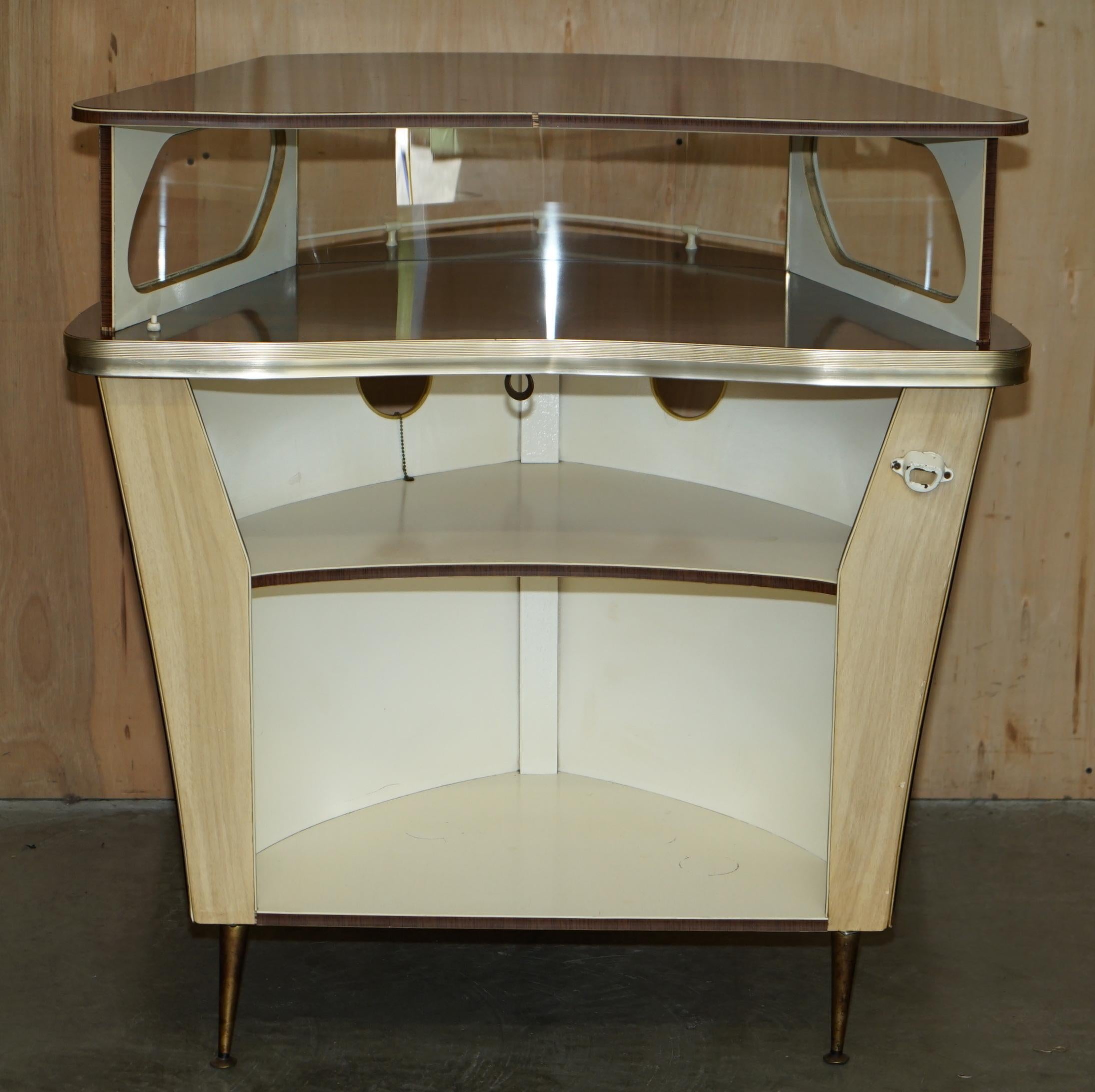 ORIGINAL 1950's UMBERTO MASCAGNI BOLOGNA ITALIAN HOME COCKTAIL BOAT BAR & STOOL en venta 4