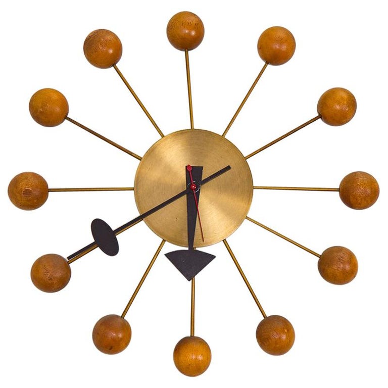 Original 1950s Vintage Nelson Ball Clock For Sale at 1stDibs