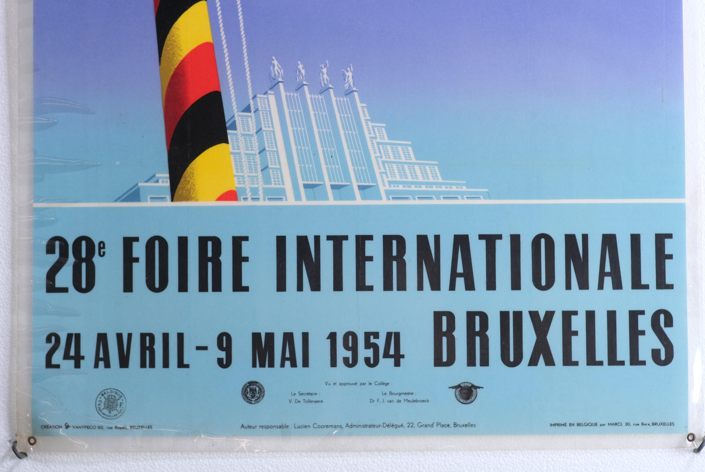 Original 1954 Foire Internationale Bruxelles Poster Worlds Fair In Good Condition In New York, NY