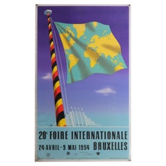 Vintage Original 1954 Foire Internationale Bruxelles Poster Worlds Fair