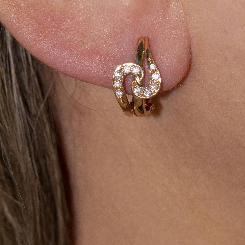 Original 1955 Earrings in Gold and Diamonds In Excellent Condition For Sale In BARCELONA, ES