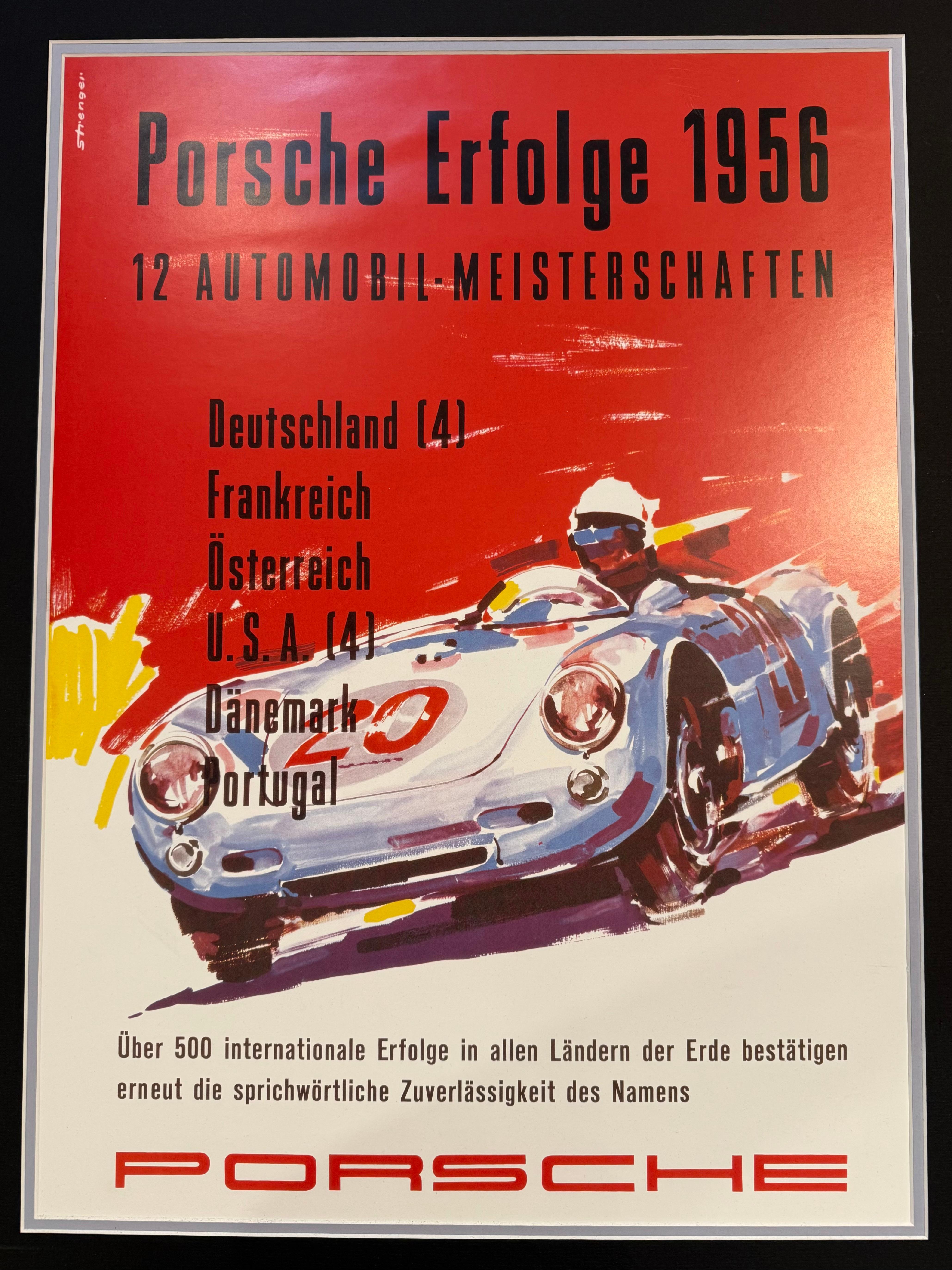 Tedesco Poster d'epoca Porsche Erfolge originale del 1956 in vendita