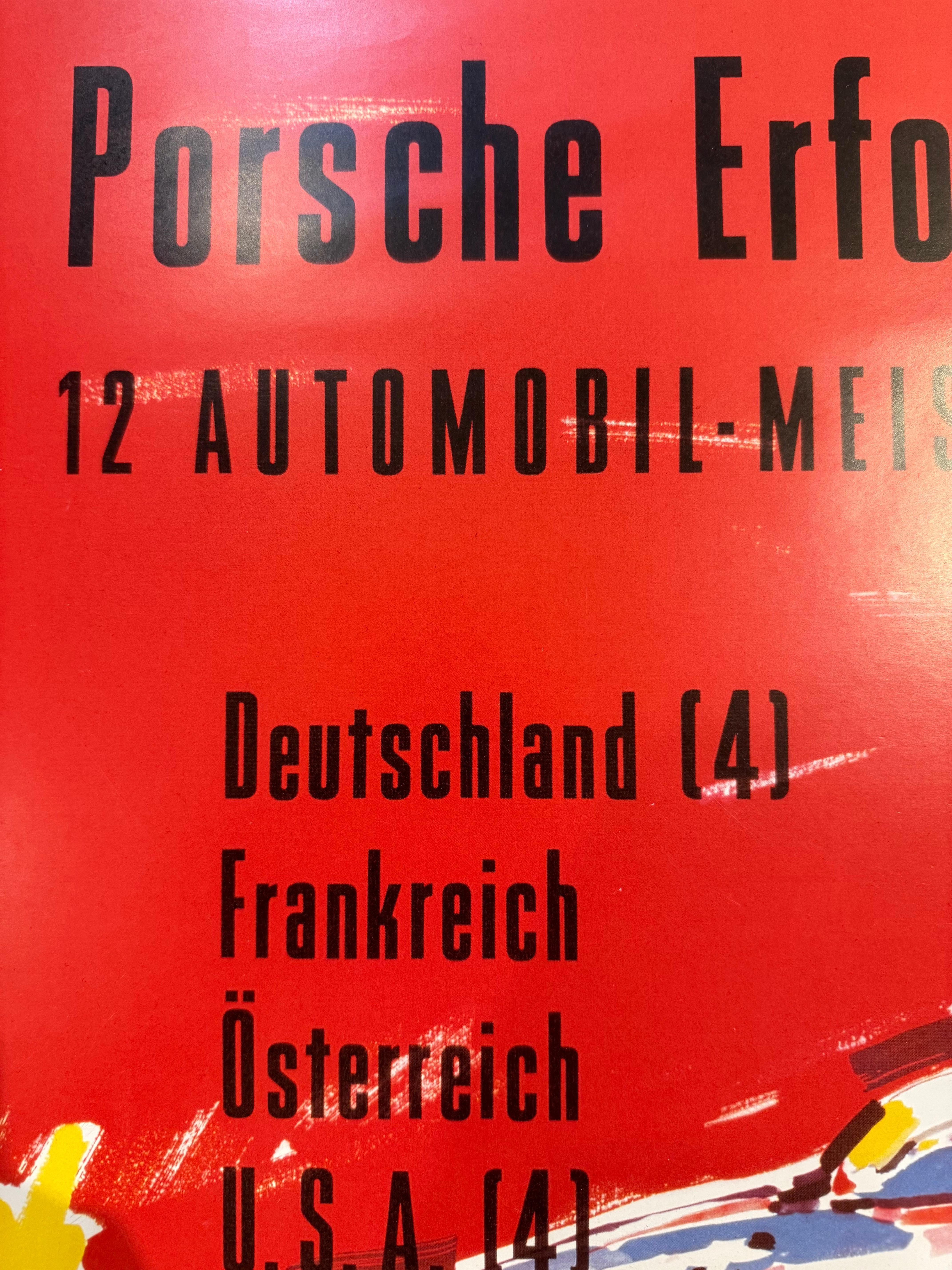 XX secolo Poster d'epoca Porsche Erfolge originale del 1956 in vendita