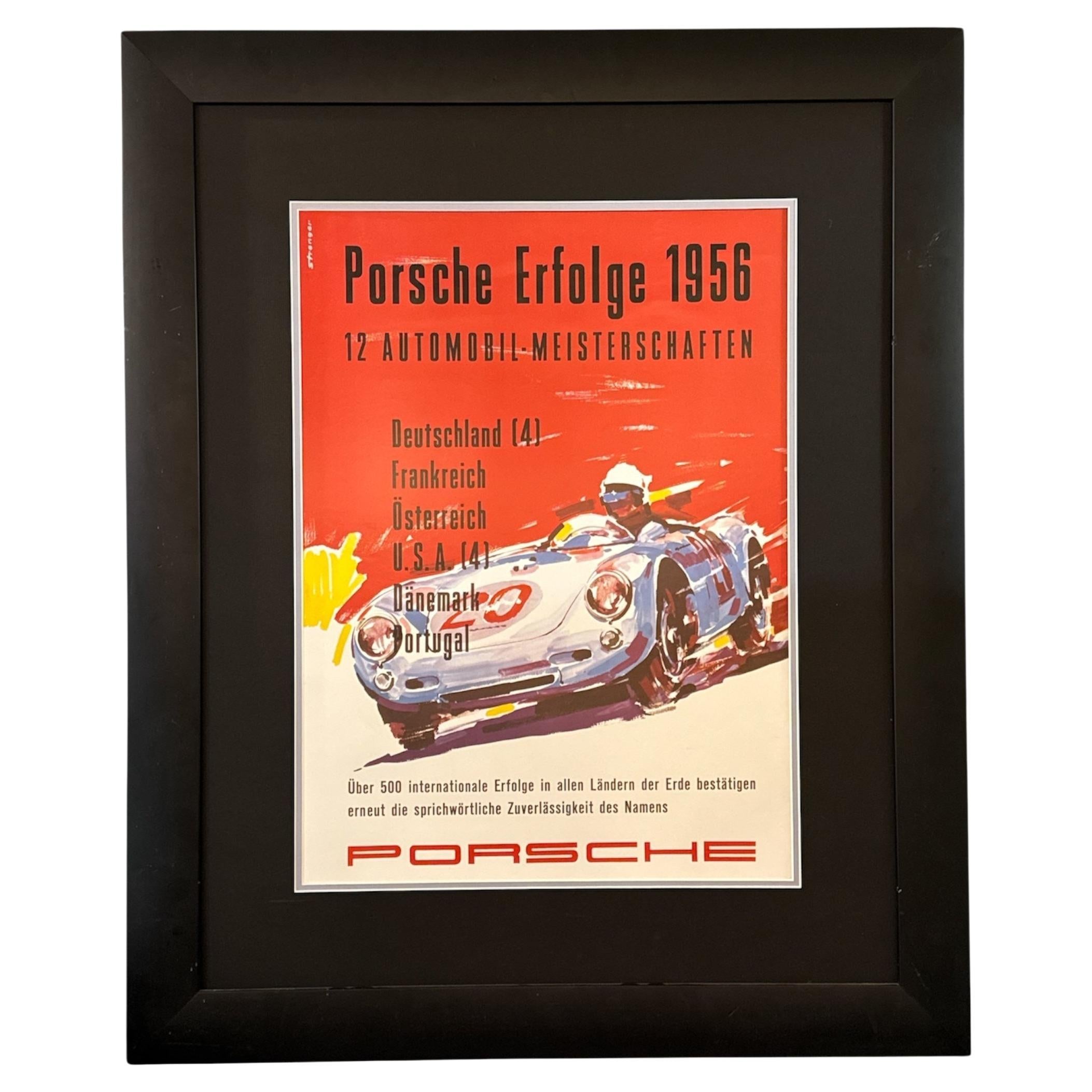 Original 1956 Vintage Porsche Erfolge Poster
