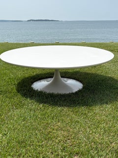 Original 1960 Maurice Burke Weiß Runde 47 3/4" Tulip Couchtisch