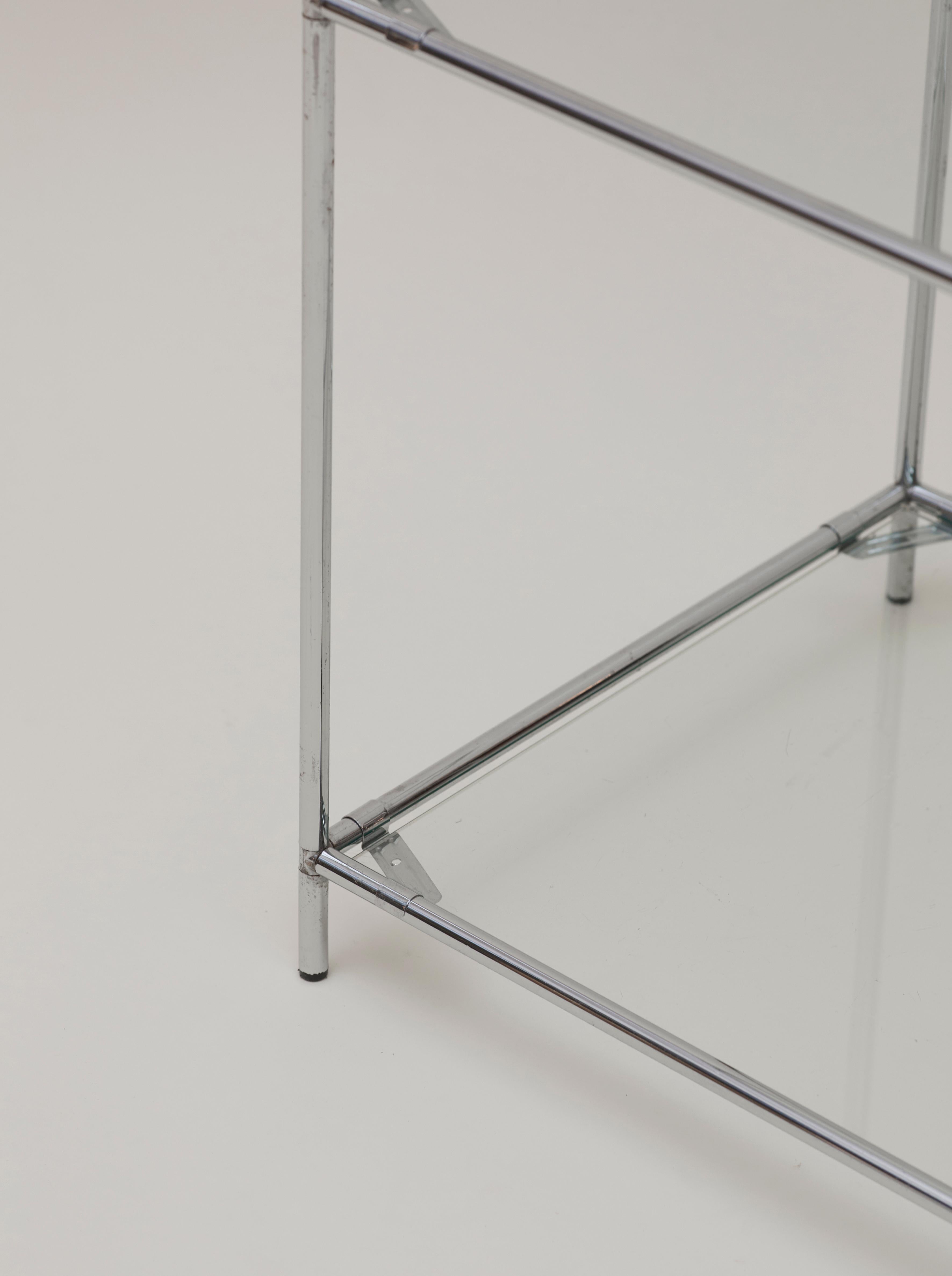 Original 1960 Poul Cadovius 'Abstracta' modular Shelf in chromed metal and Glass For Sale 4