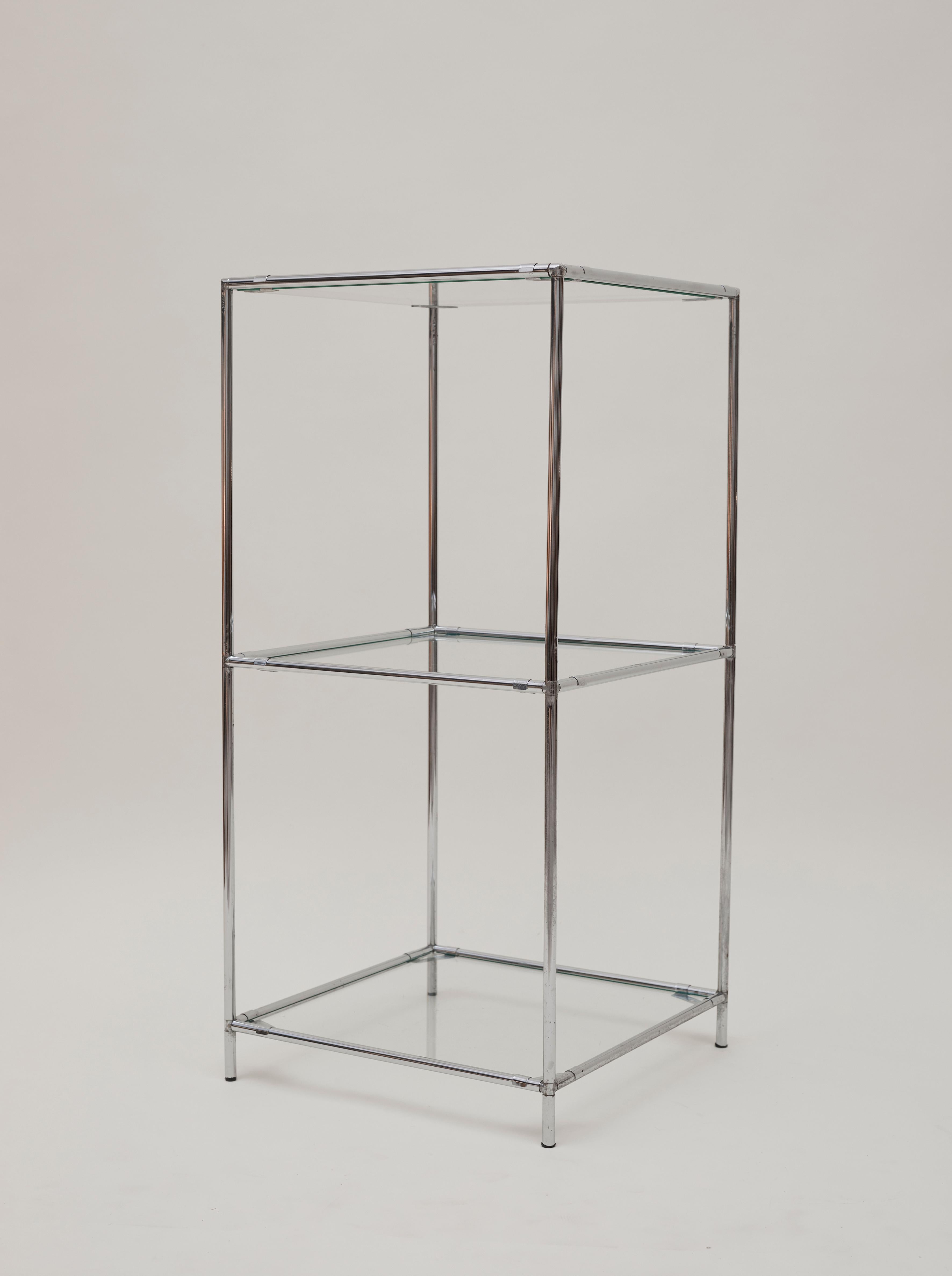 Original 1960 Poul Cadovius 'Abstracta' modular Shelf in chromed metal and Glass In Good Condition For Sale In MONTREUIL, FR