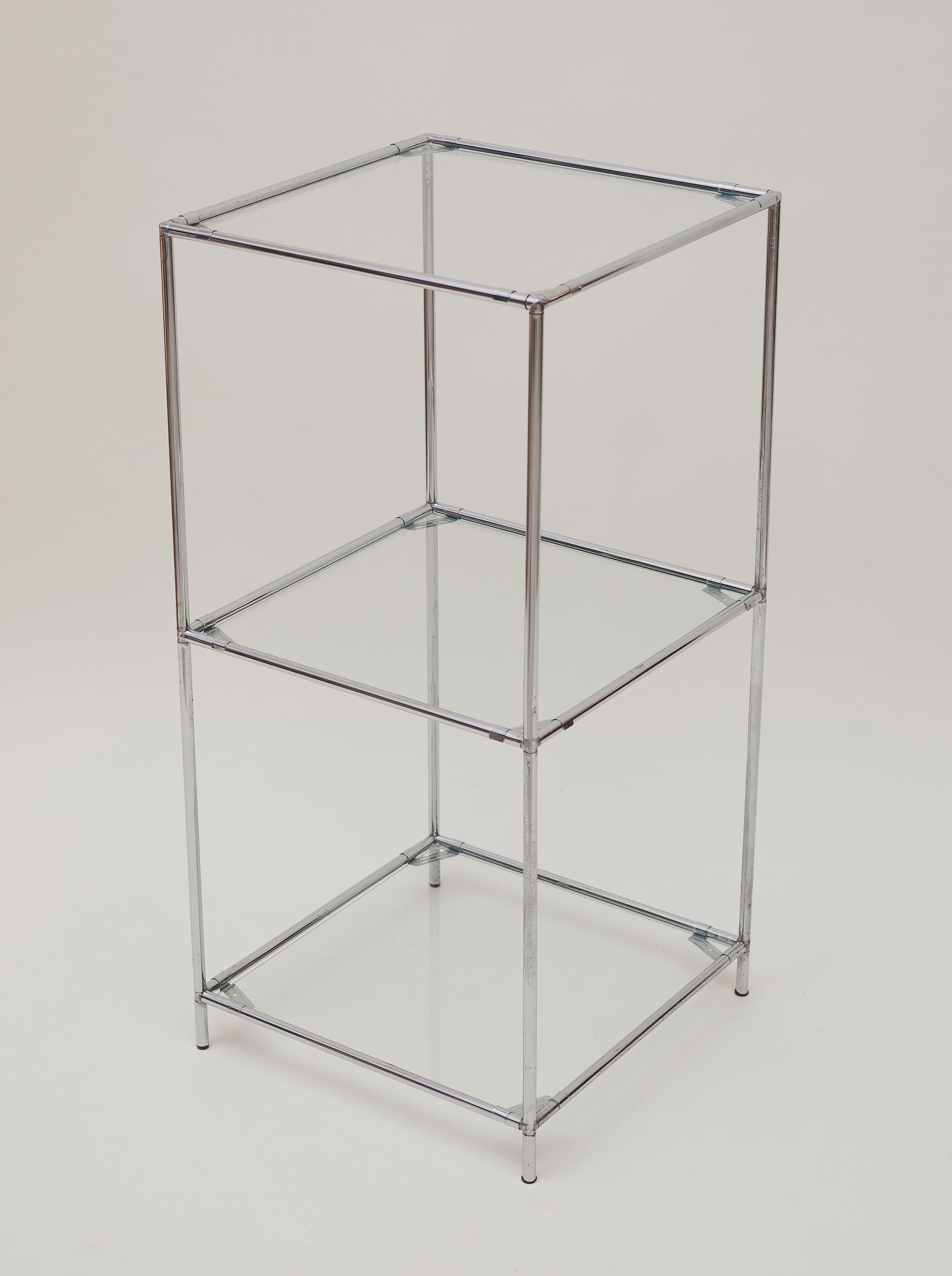 Mid-20th Century Original 1960 Poul Cadovius 'Abstracta' modular Shelf in chromed metal and Glass For Sale