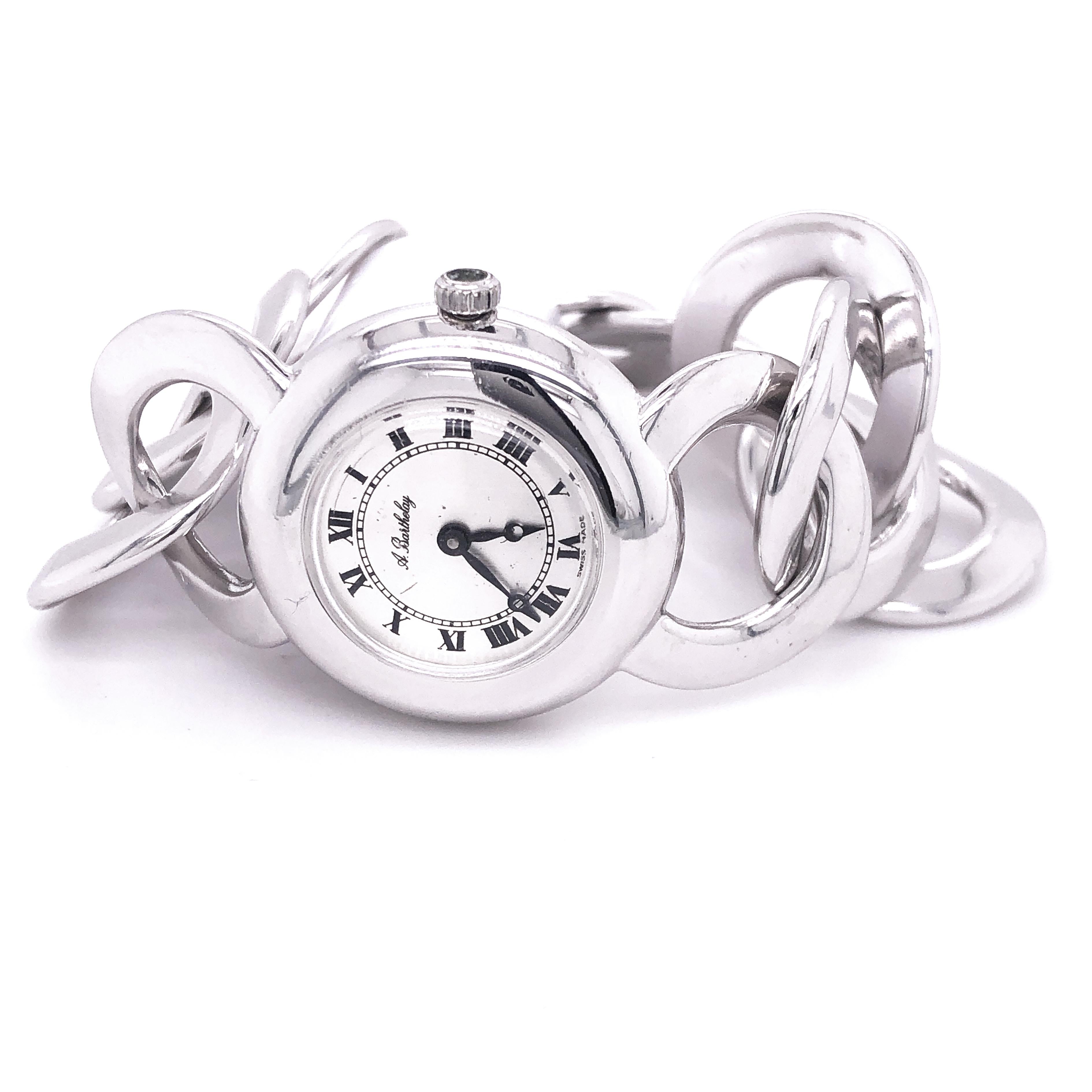 Women's or Men's Original 1960s Alexis Barthelay Manual-Winding Movement Solid Silver Watch