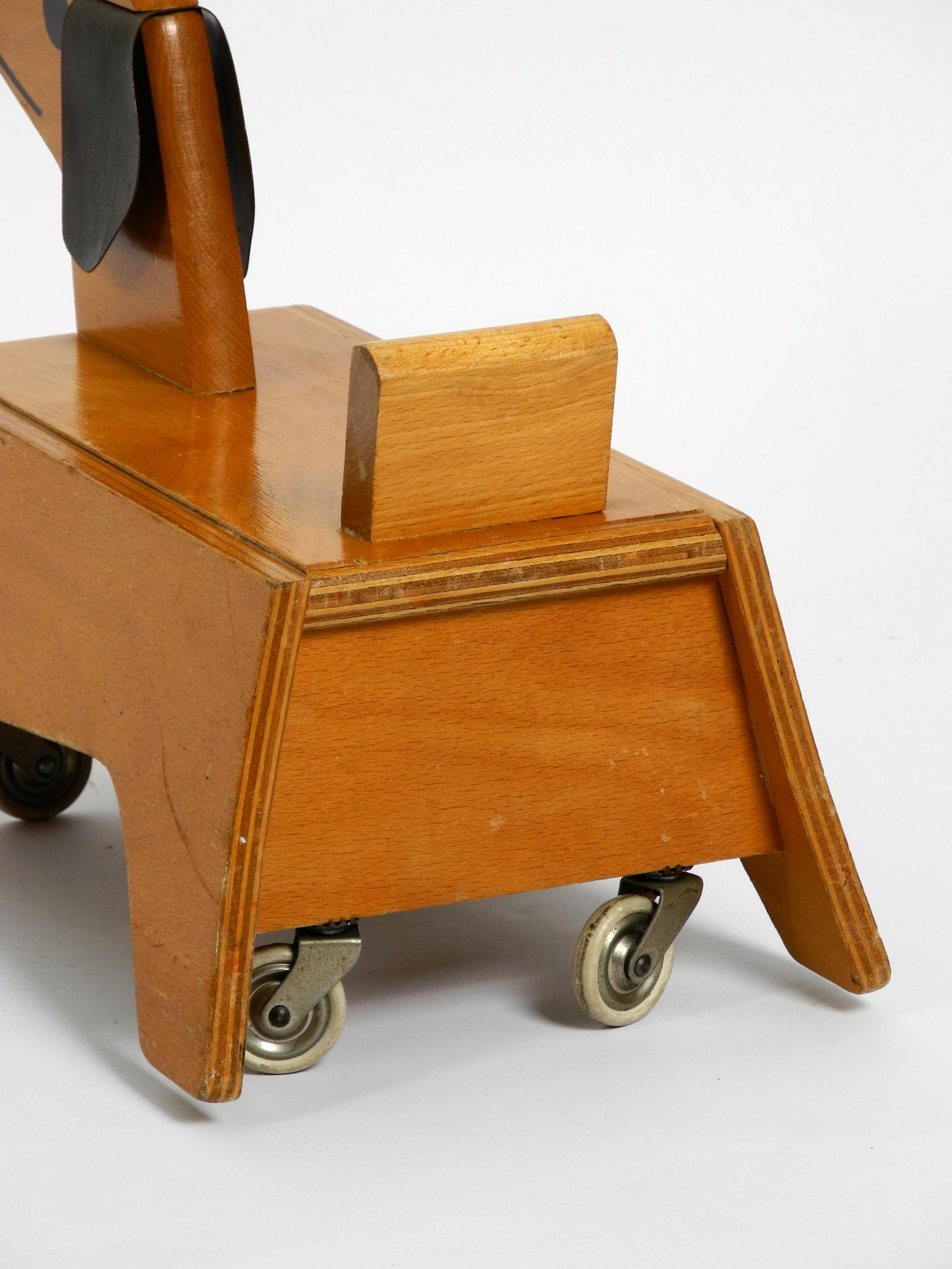 Original 1960s Baby Toddler Vehicle Wooden Dog Made of Plywood by Konrad Keller 4