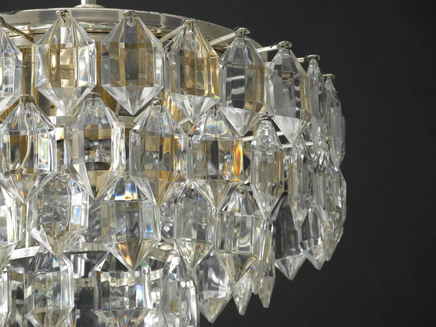 Original 1960s Bakalowits Crystal Chandelier with Silver-Plated Frame 3