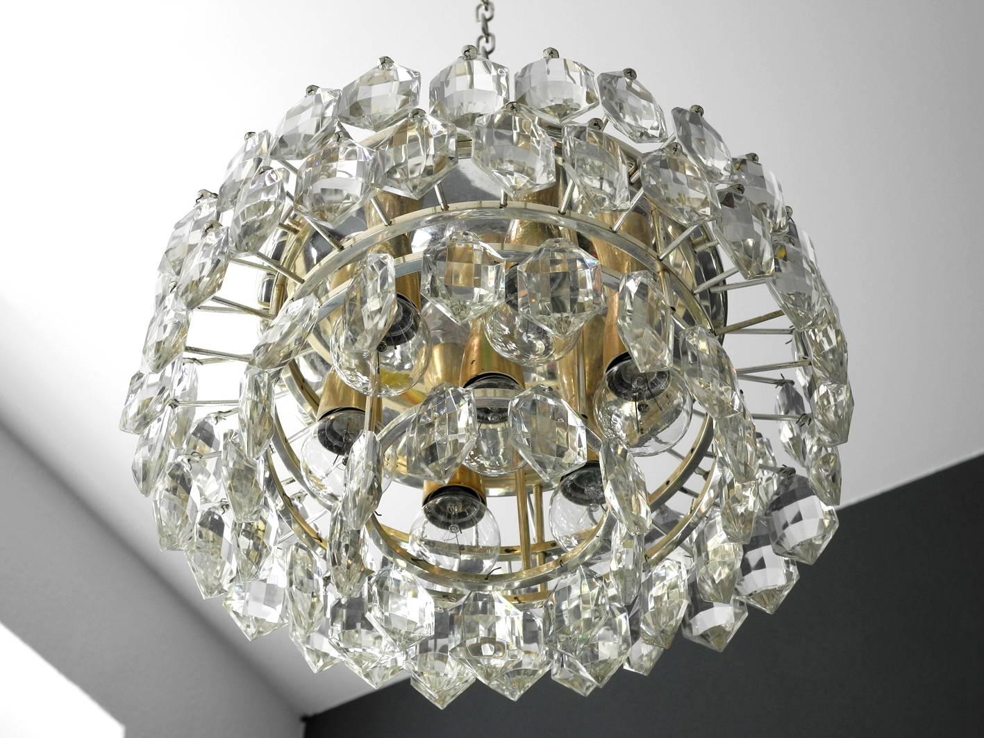 Mid-20th Century Original 1960s Bakalowits Crystal Chandelier with Silver-Plated Frame