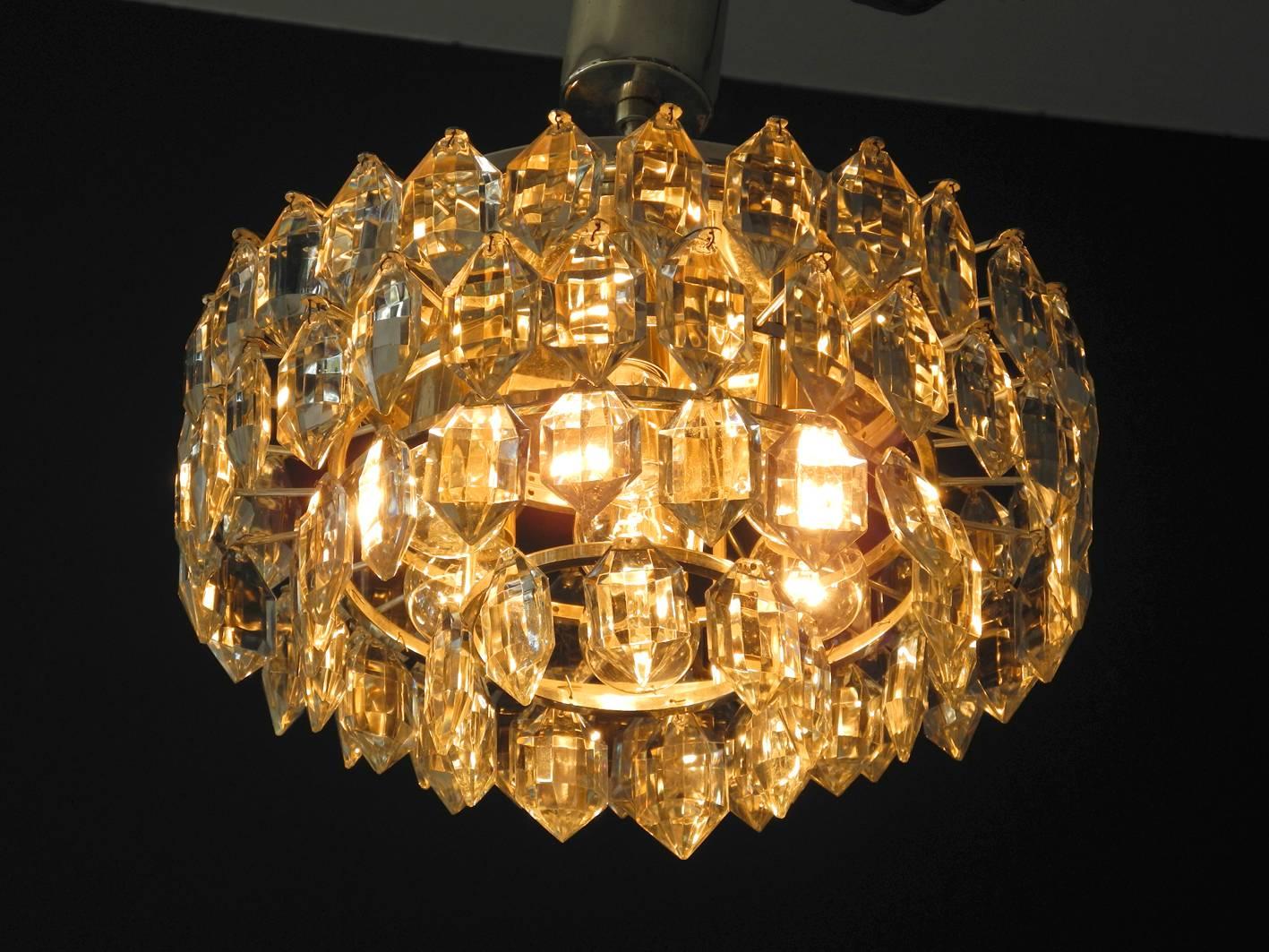Original 1960s Bakalowits Crystal Chandelier with Silver-Plated Frame 1