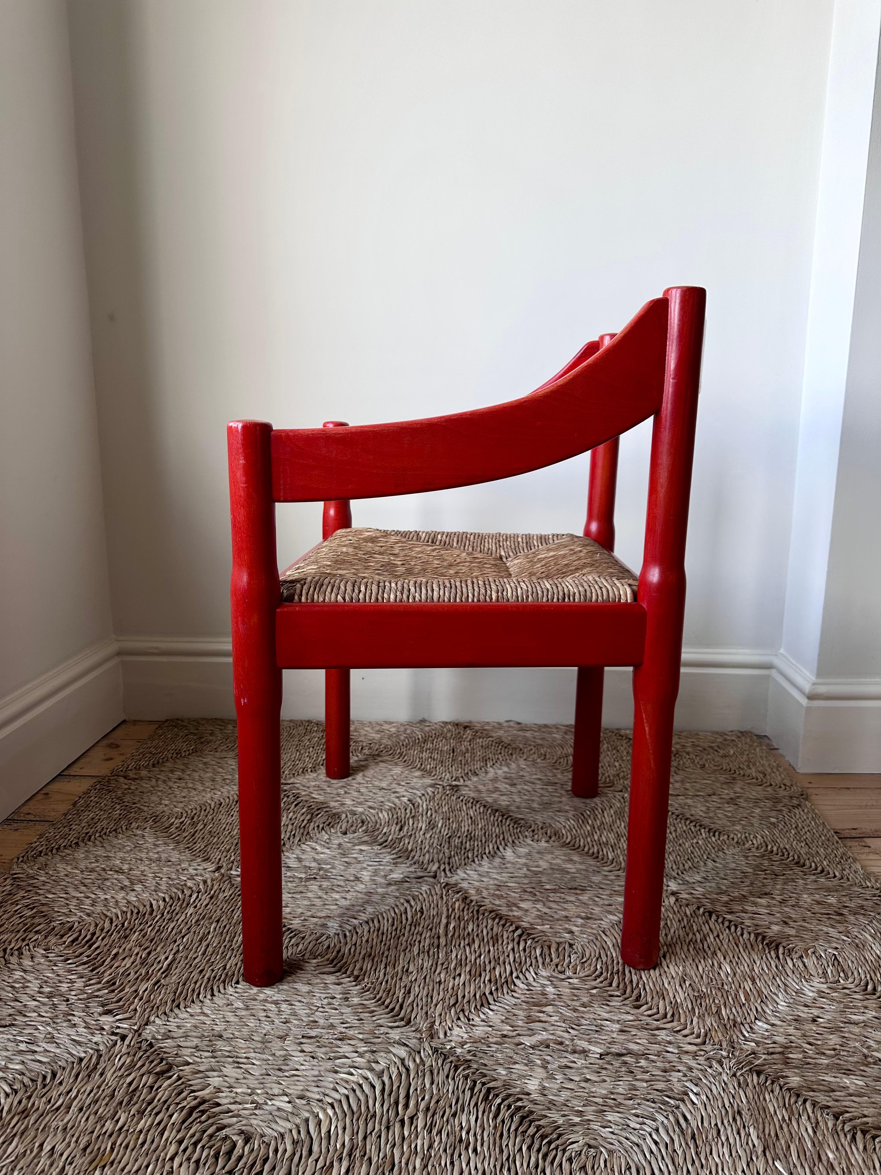 2 available - Price is per chair. See our other listings if you require a pair.

Original 1960s Carimate dining chair, designed by Vico Magistretti in 1959. First production by Cassina.

The chairs belonged to a Cambridge, UK based artist. Owned