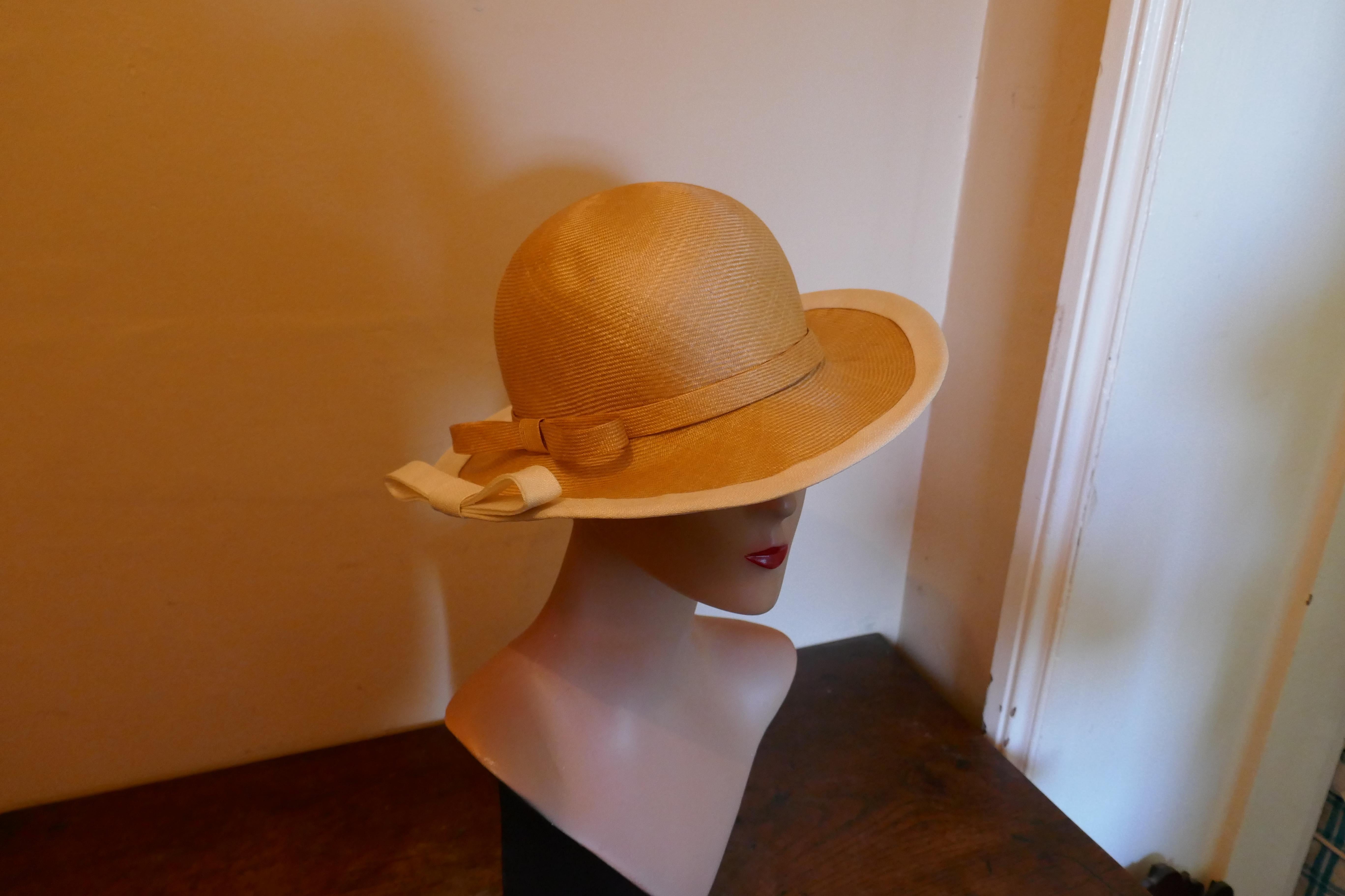 Brown Original 1960s Designer Panama Style Hat, by Edna Wallace