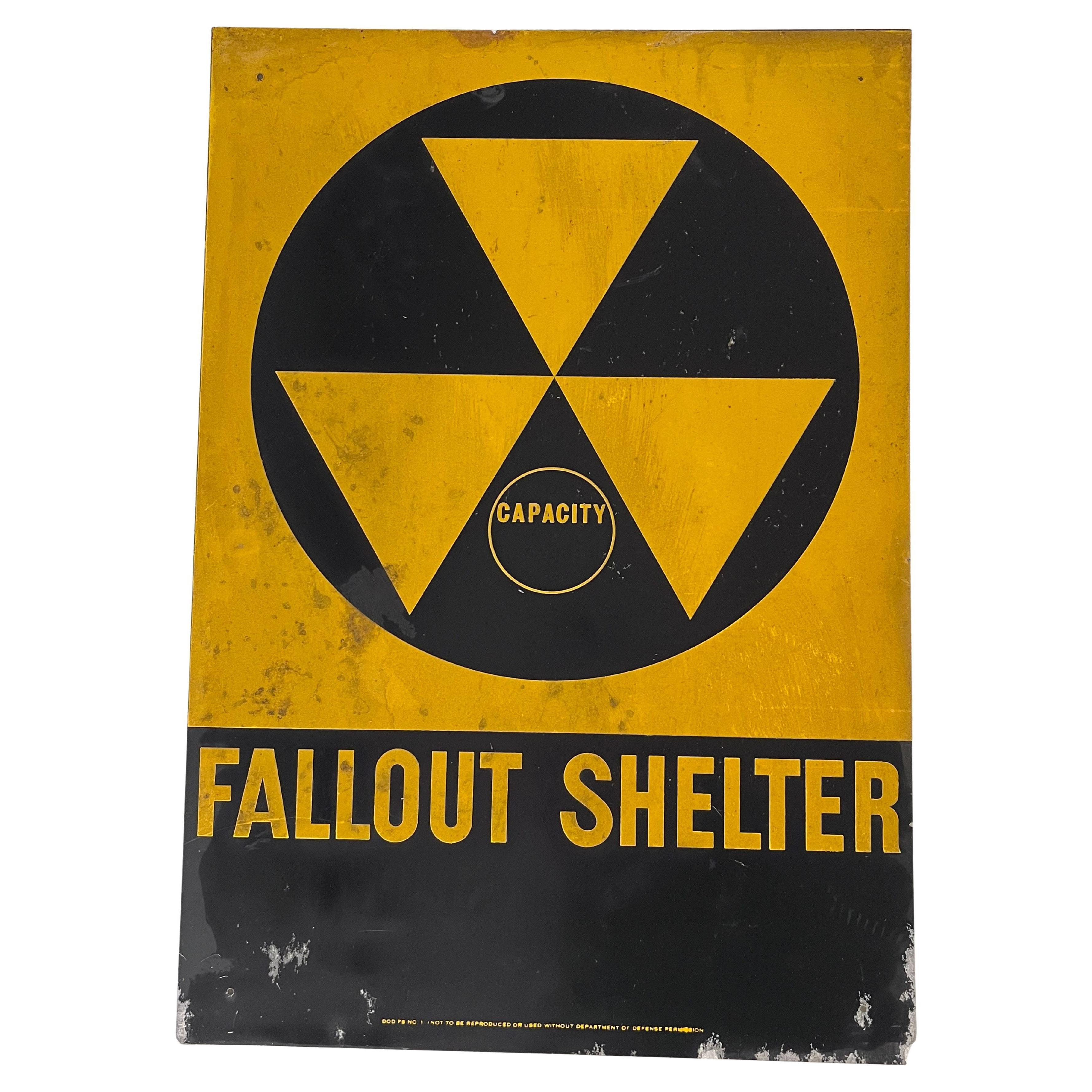 Original 1960's Fallout Shelter Zeichen Typ FS 2 Kalte Krieg Ära verzinktem Stahl