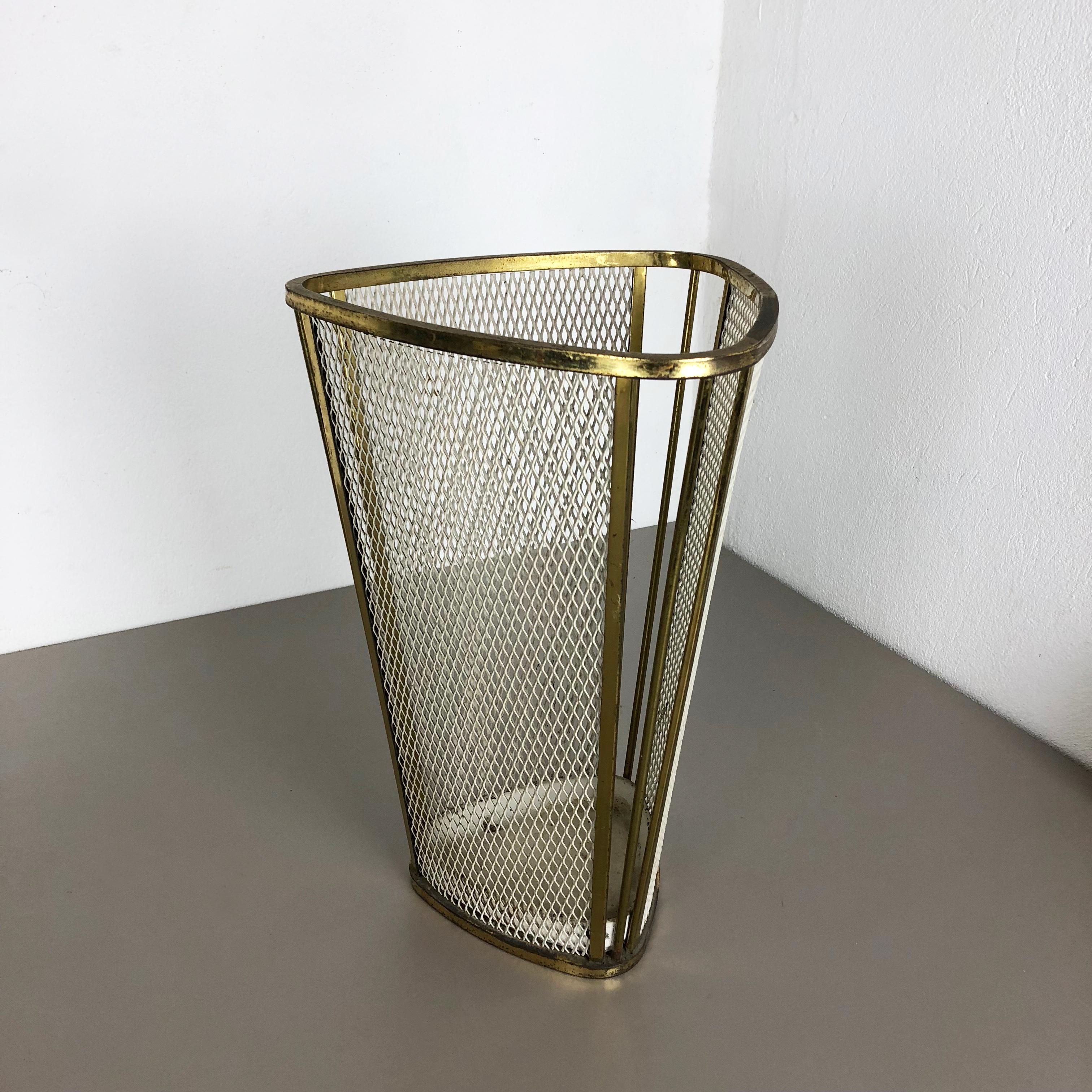 Original 1960s French Mategot Style Brass Umbrella Stand, Mid-Century Modern In Fair Condition In Kirchlengern, DE