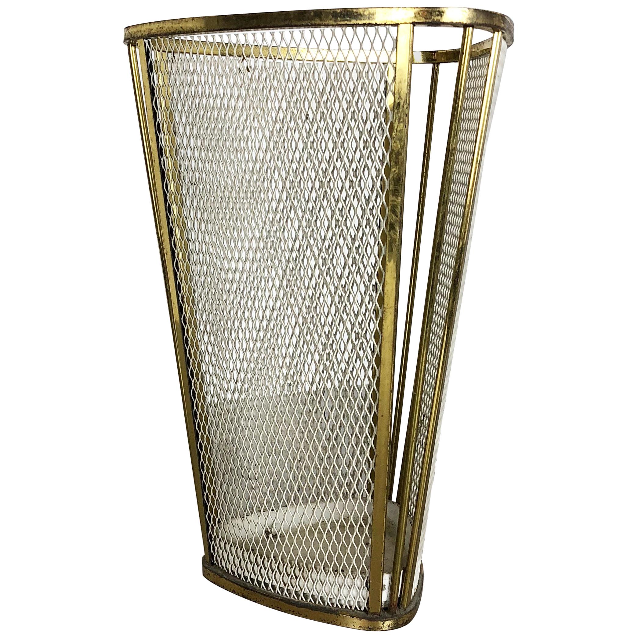 Original 1960s French Mategot Style Brass Umbrella Stand, Mid-Century Modern