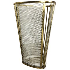Original 1960s French Mategot Style Brass Umbrella Stand, Mid-Century Modern