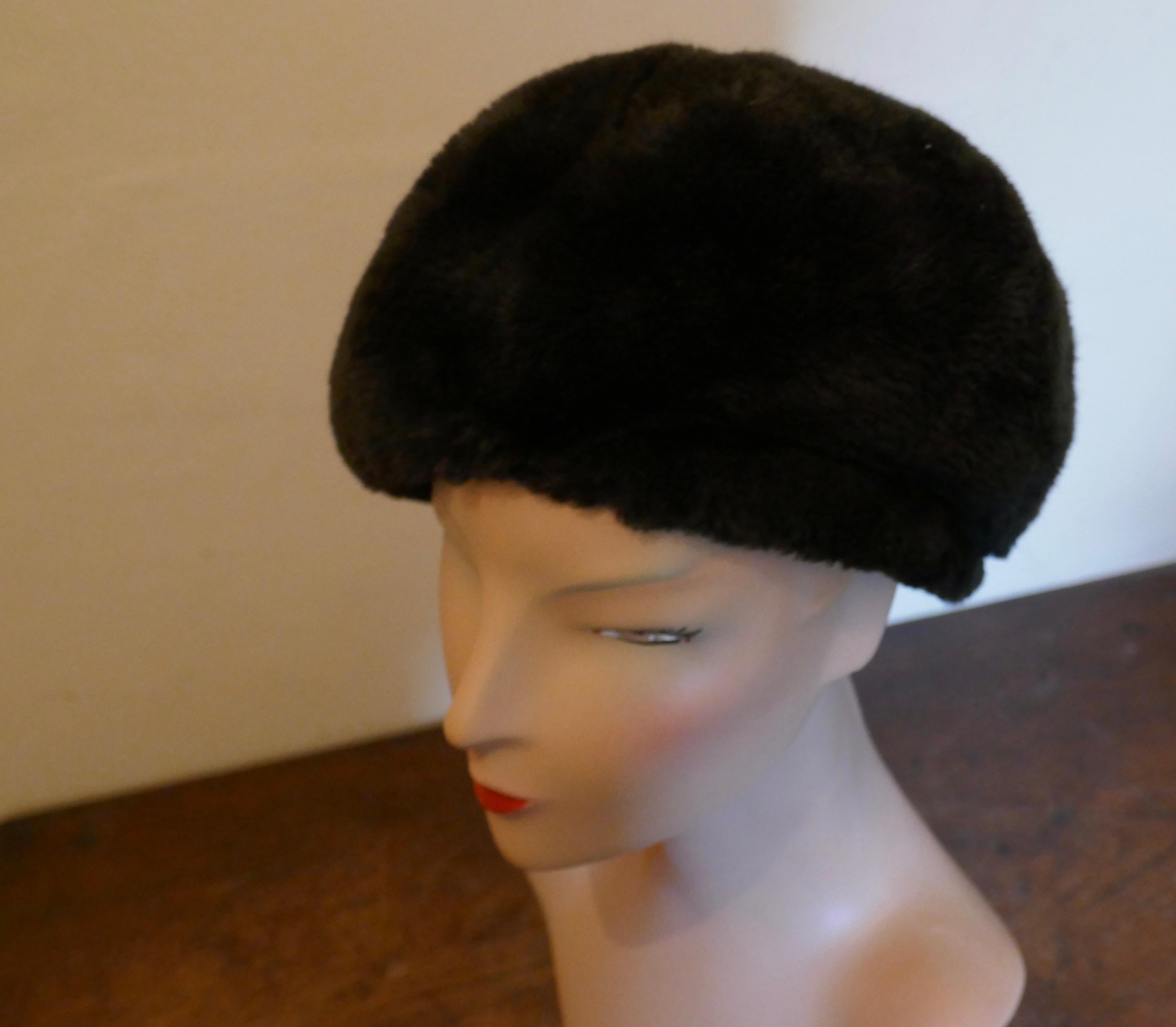 Women's Original 1960s Fun Fur Beret Hat By Debenhams, Satin Lined 