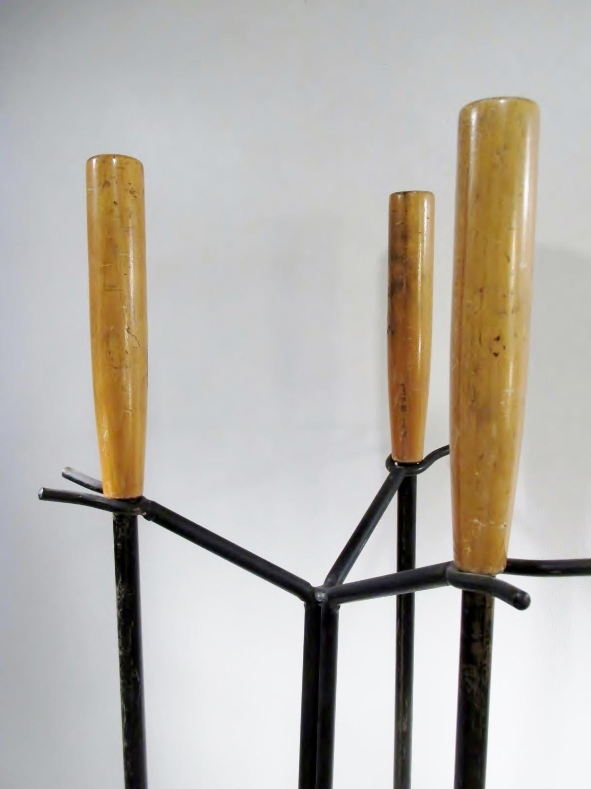 Original 1960s George Nelson Howard Miller Stand Fireplace Tool Set In Good Condition For Sale In Denver, CO