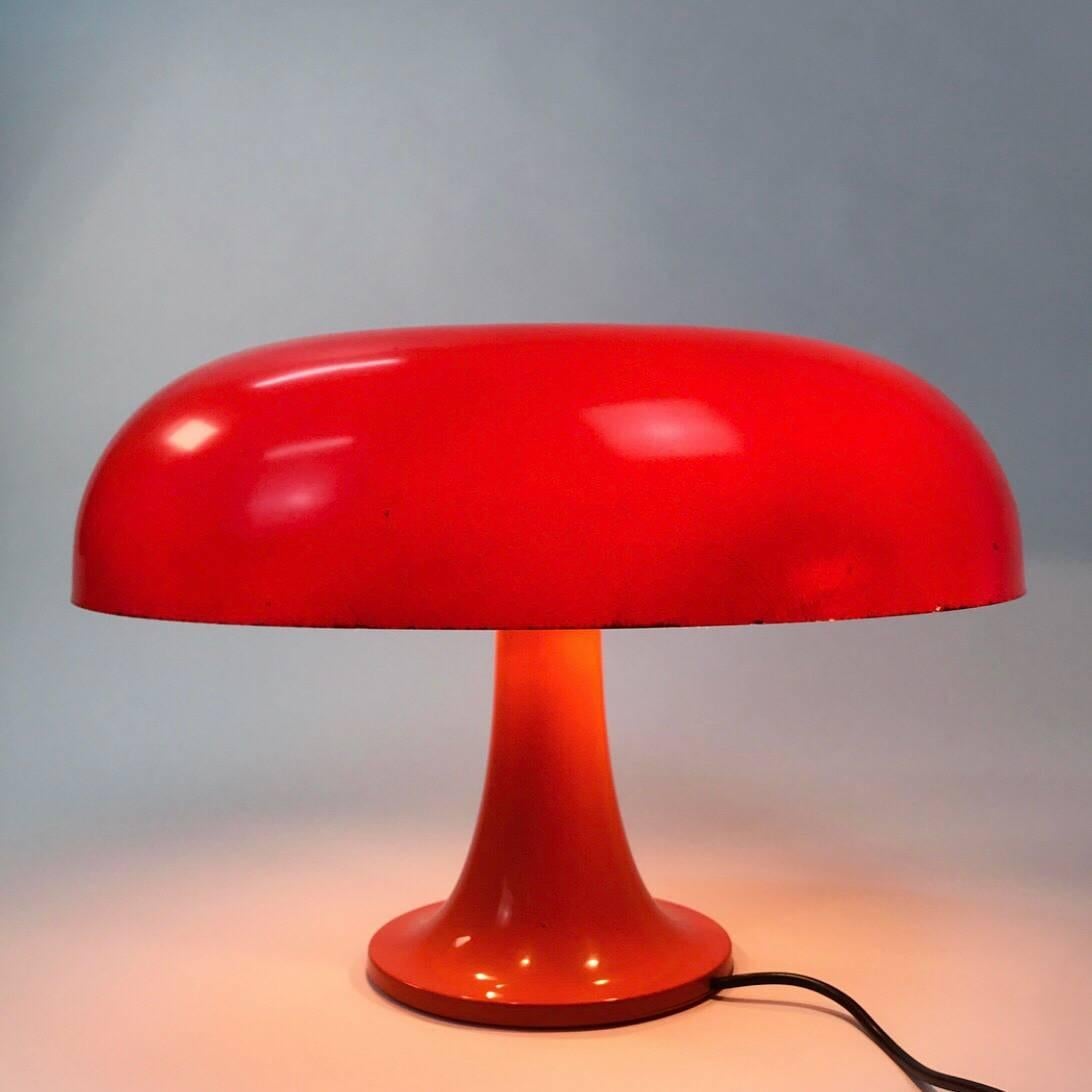 Italian Original 1960s Giancarlo Mattioli Table Lamp in Orange Fiberglass by Artemide