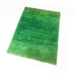 Original 1960s Green Rya Rug by Marianne Richter for Wahlbecks Ab, Sweden