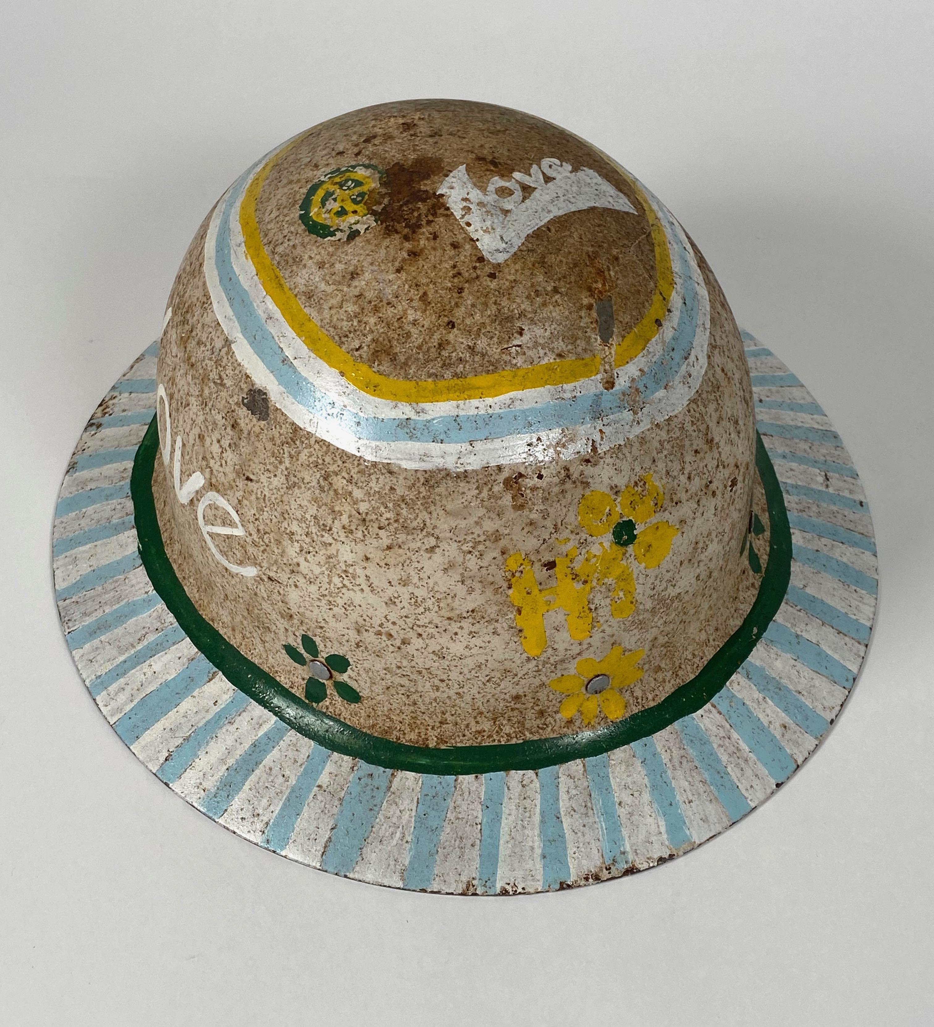 American Original 1960s Hand Painted Hippie Hardhat  Bay Area Artifact For Sale