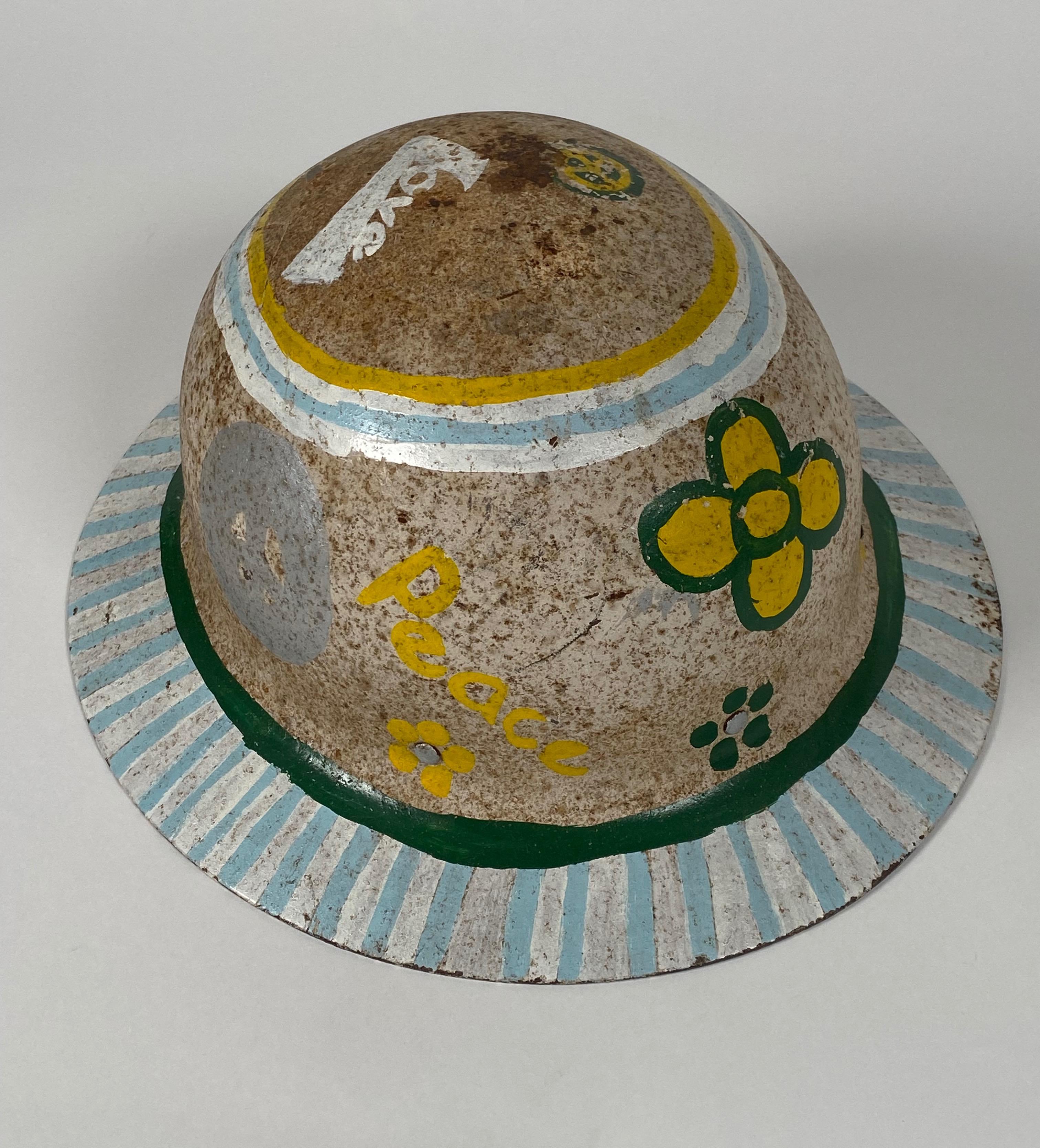 Hand-Painted Original 1960s Hand Painted Hippie Hardhat  Bay Area Artifact For Sale
