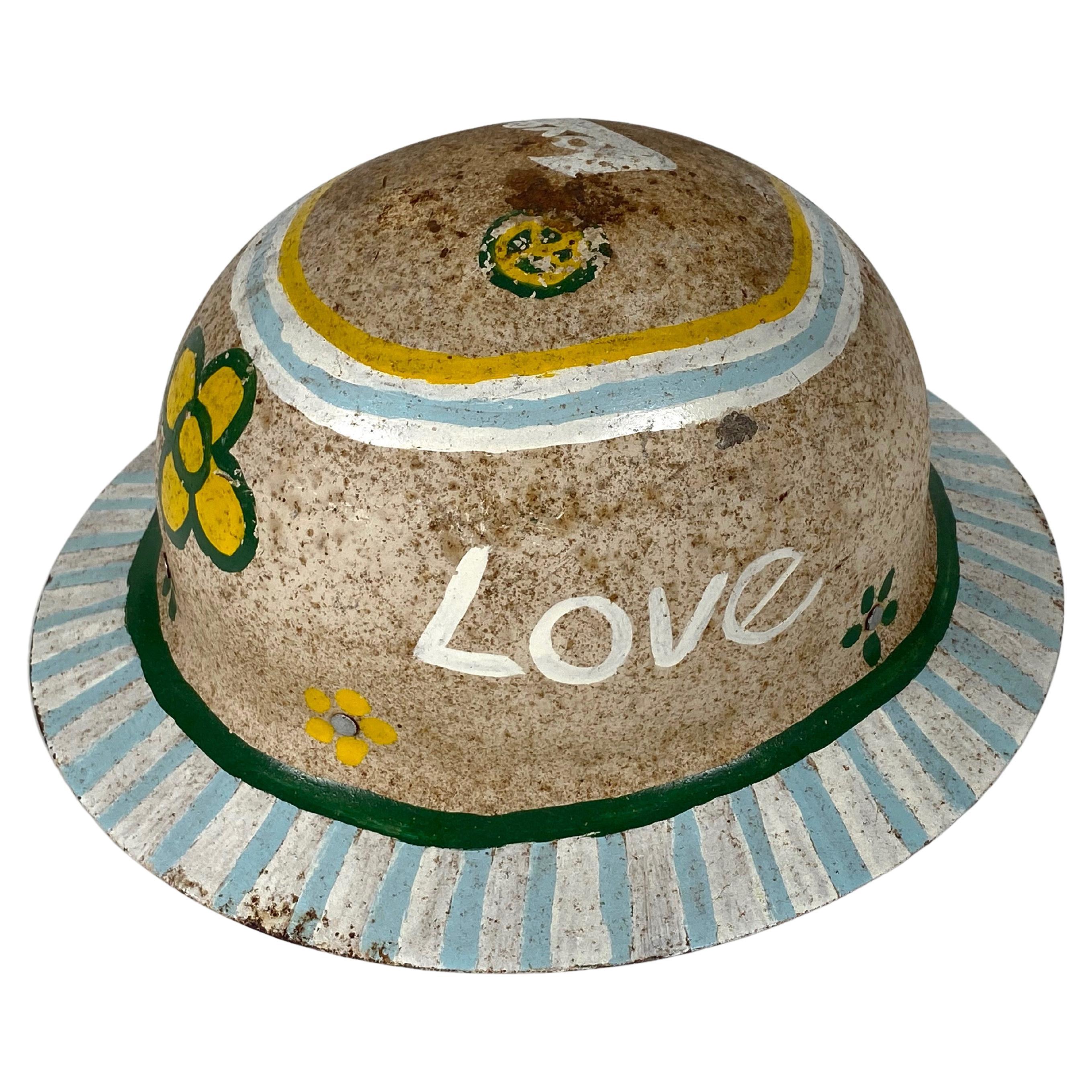 Original 1960s Hand Painted Hippie Hardhat  Bay Area Artifact For Sale