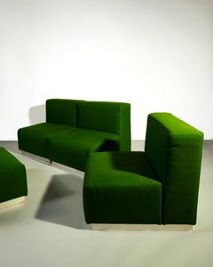 Original 1960s Italian Green four piece  Modular Sofa