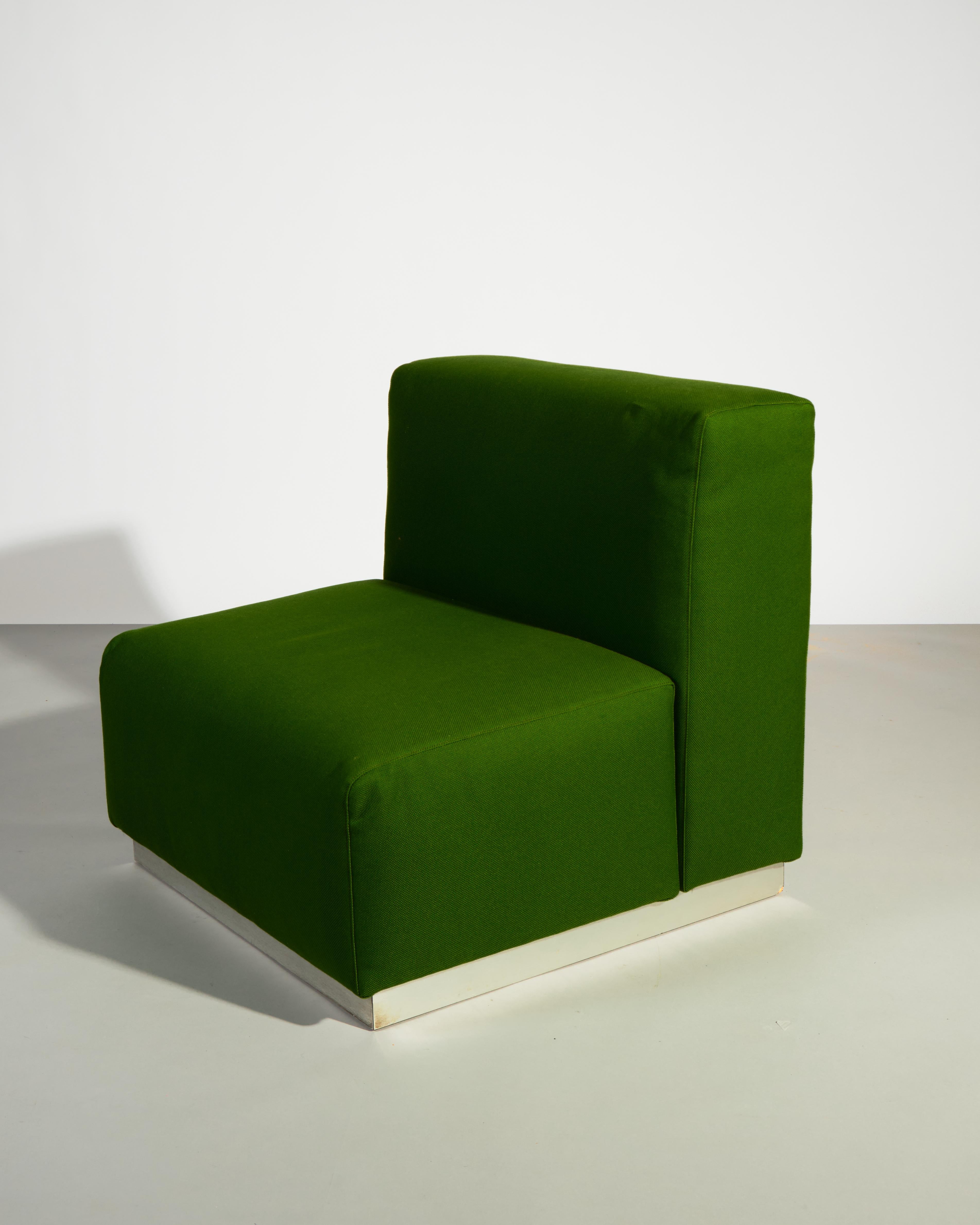 Original 1960s Italian Green four piece  Modular Sofa In Good Condition For Sale In London, GB