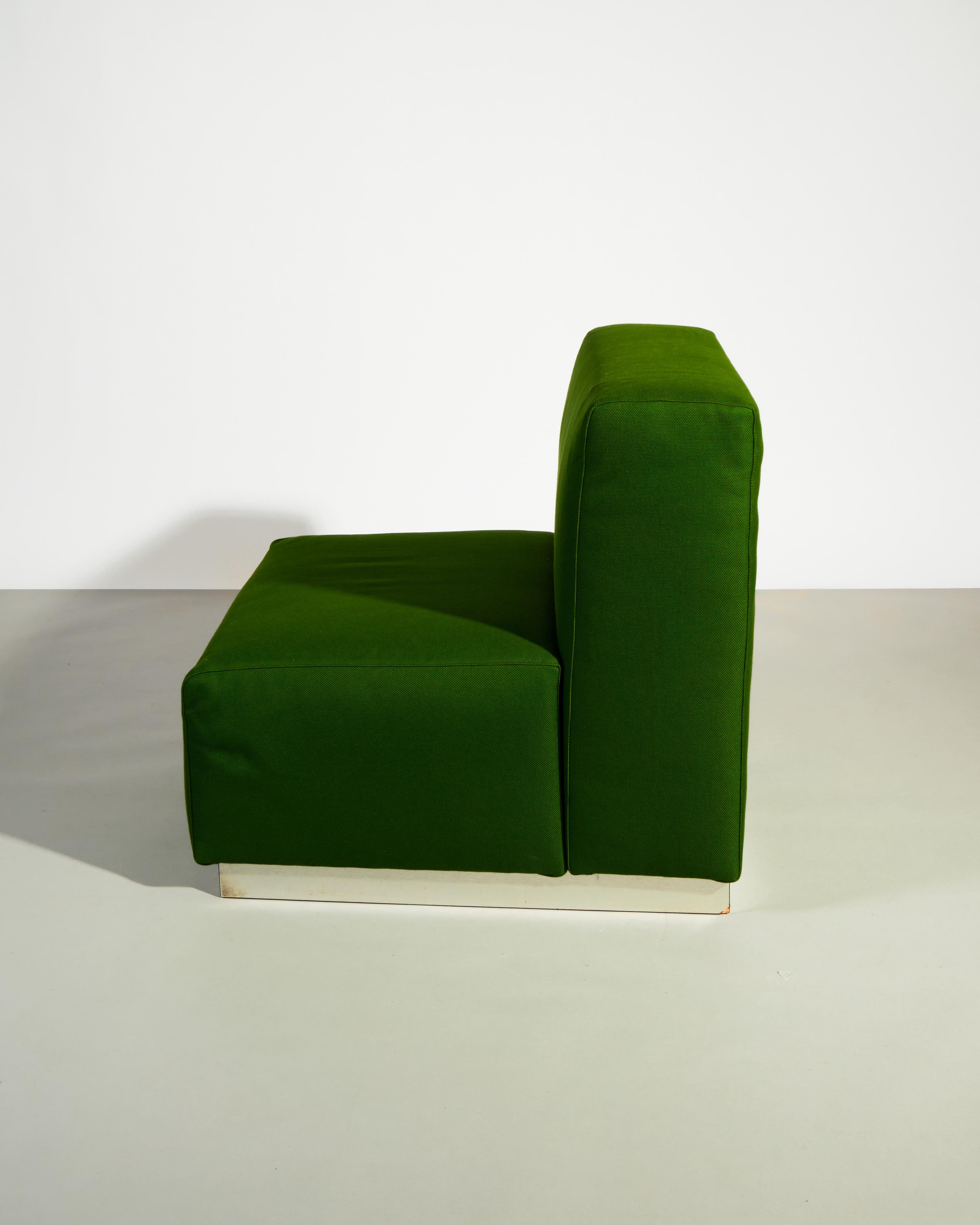 Mid-20th Century Original 1960s Italian Green four piece  Modular Sofa For Sale