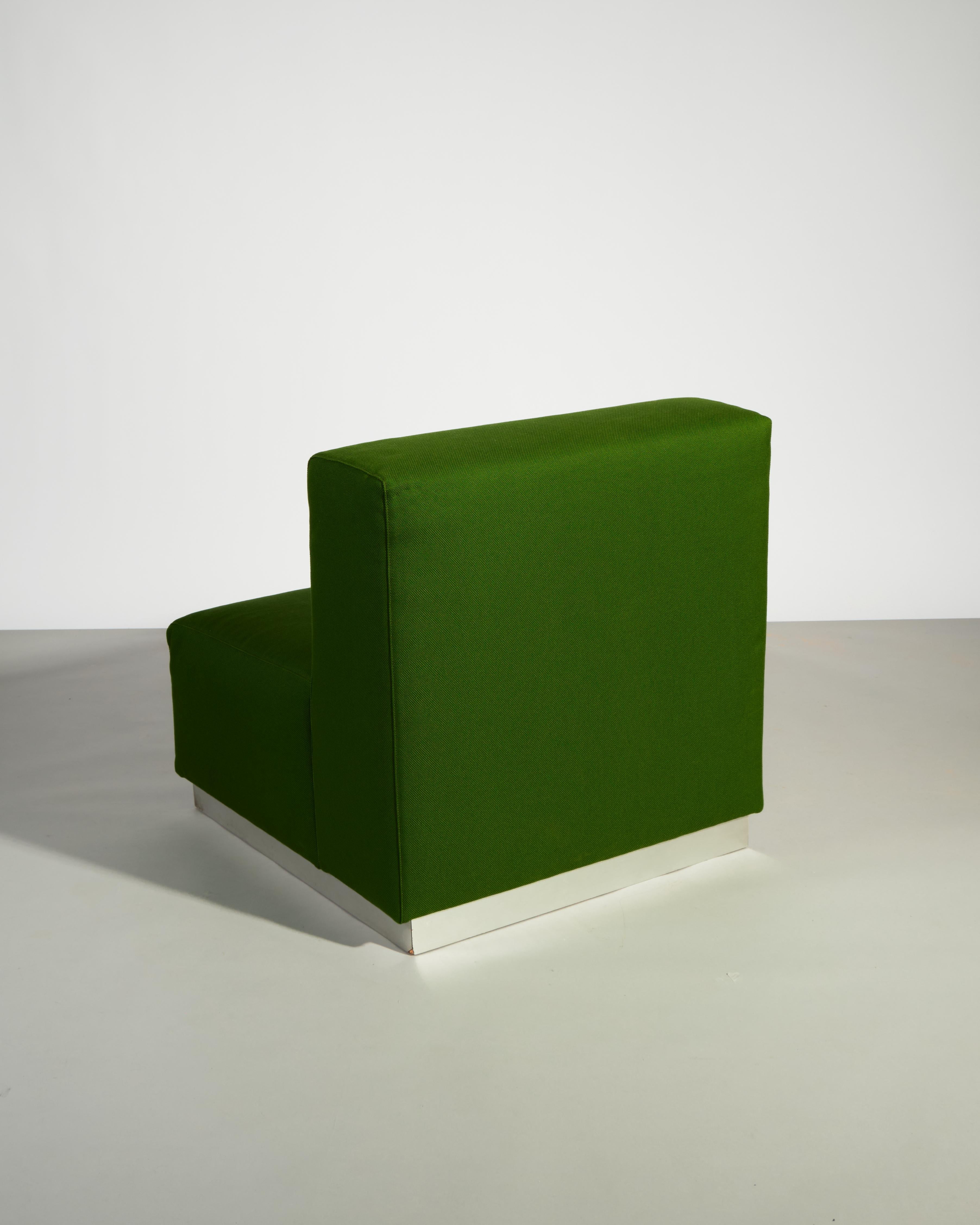 Metal Original 1960s Italian Green four piece  Modular Sofa For Sale