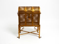 Original 1960er Jahre Italienische Regency Design Metalltruhe aus vergoldetem Metall
