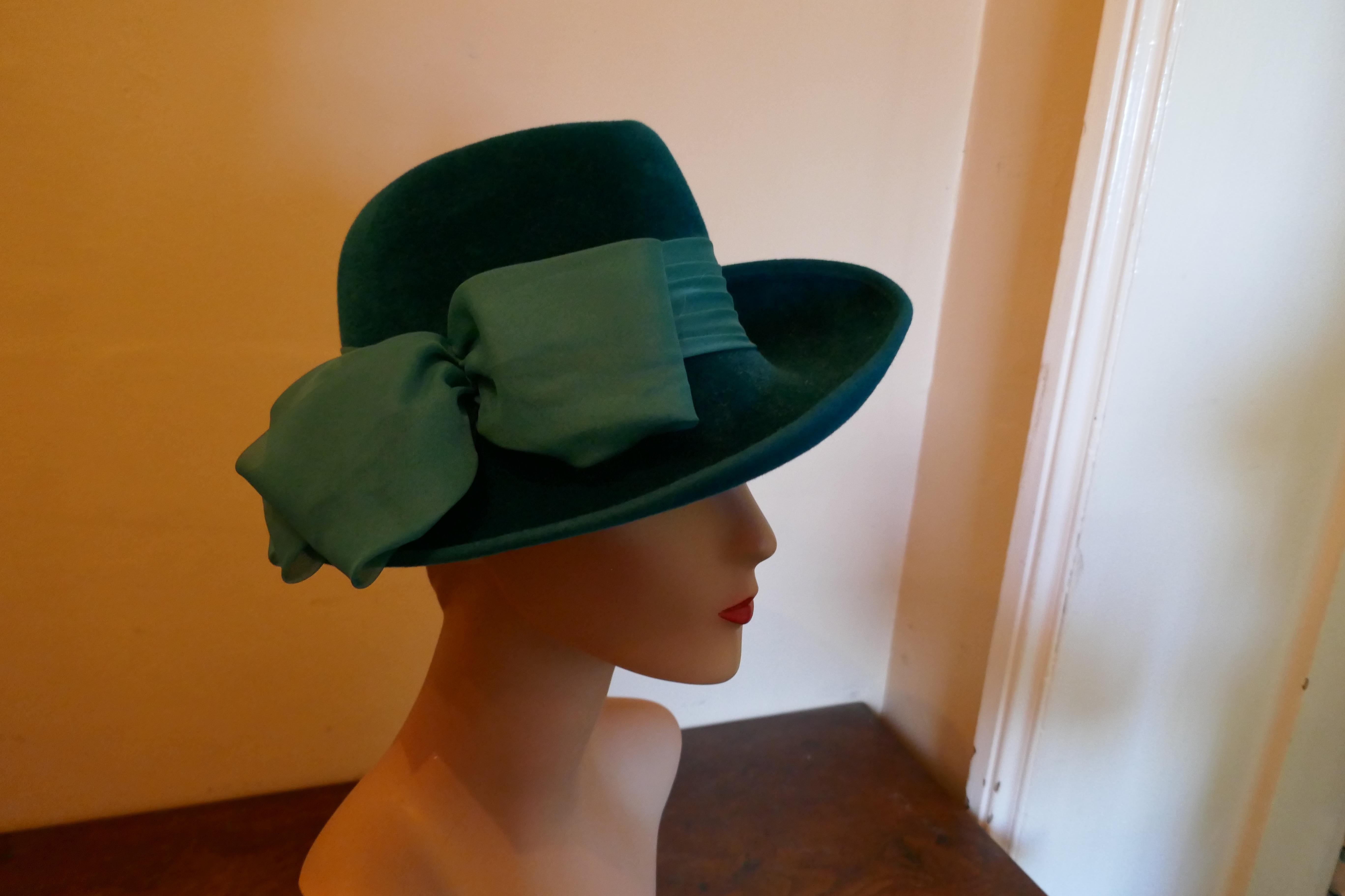 Women's Original 1960s Jaunty Teal Fedora Style Hat 