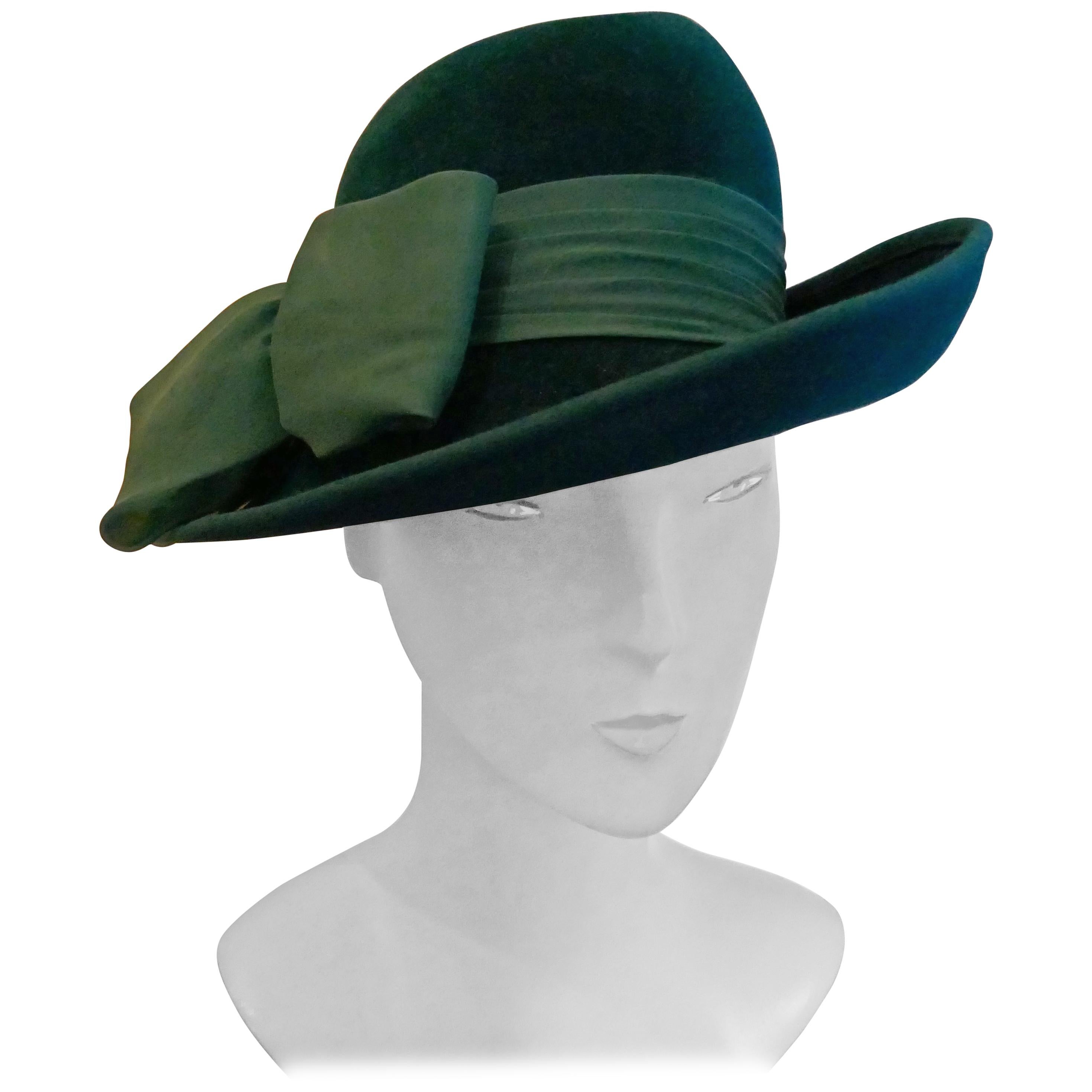Original 1960s Jaunty Teal Fedora Style Hat 
