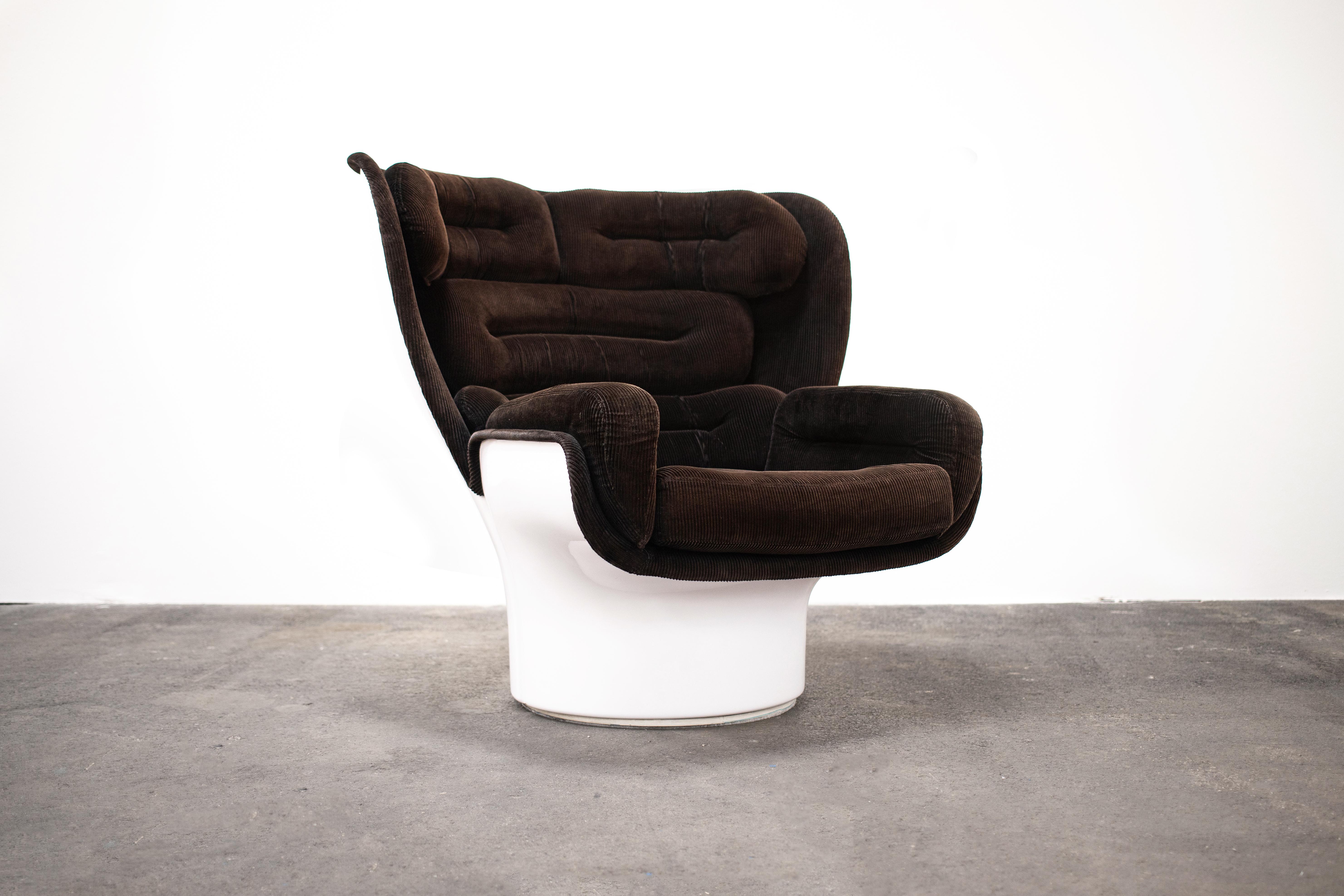 Fabric Original 1960s Joe Colombo Elda Lounge Chair for Comfort, Italy