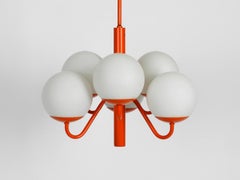 Original 1960s Kaiser Leuchten Opal Glass Ceiling Pendant Lamp in Orange