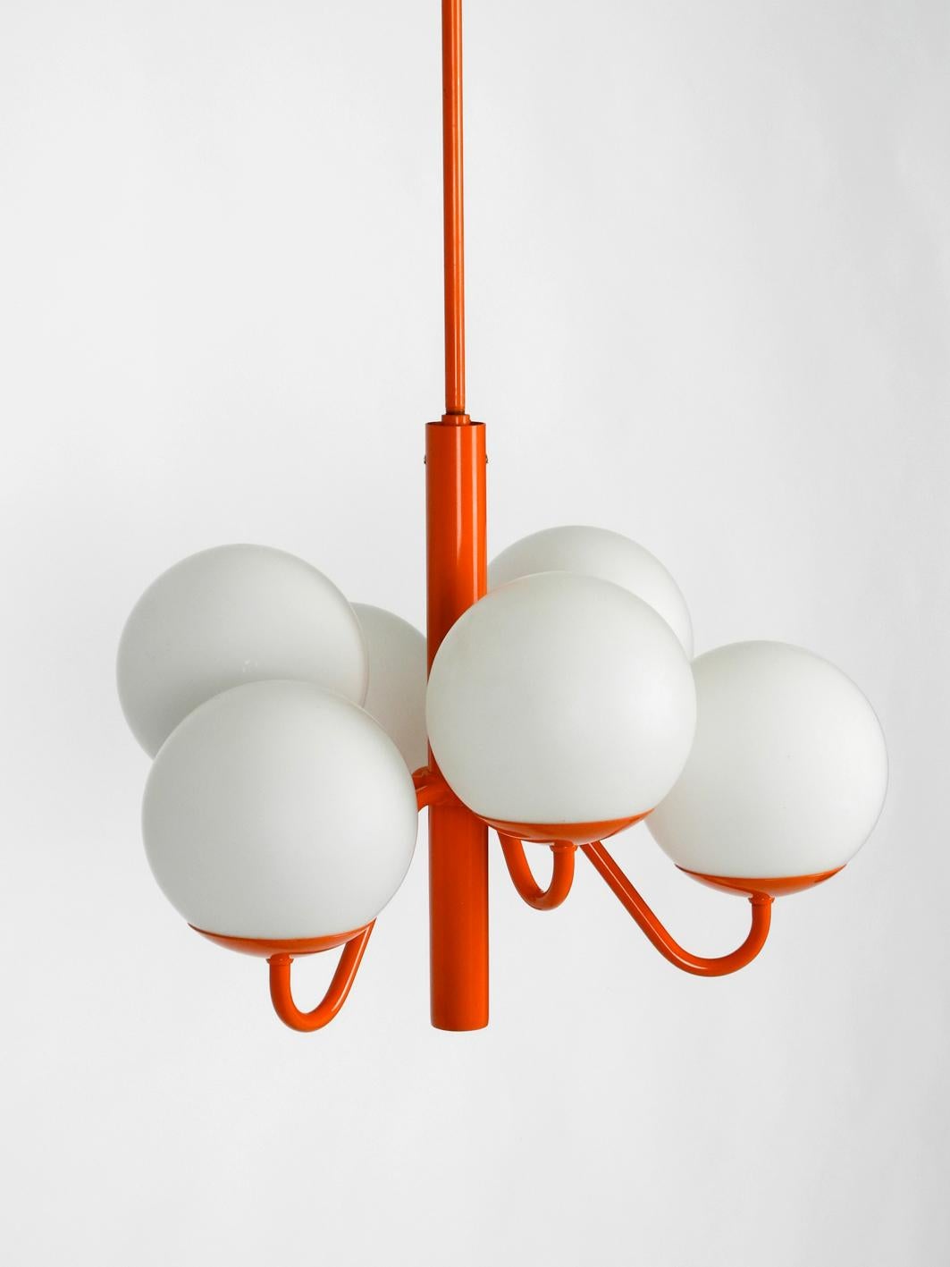 Mid-20th Century Original 1960s Kaiser Leuchten Opal Glass Ceiling Pendant Lamp in Orange