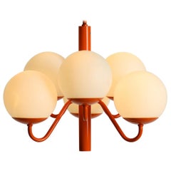 Original 1960s Kaiser Leuchten Opal Glass Ceiling Pendant Lamp in Orange