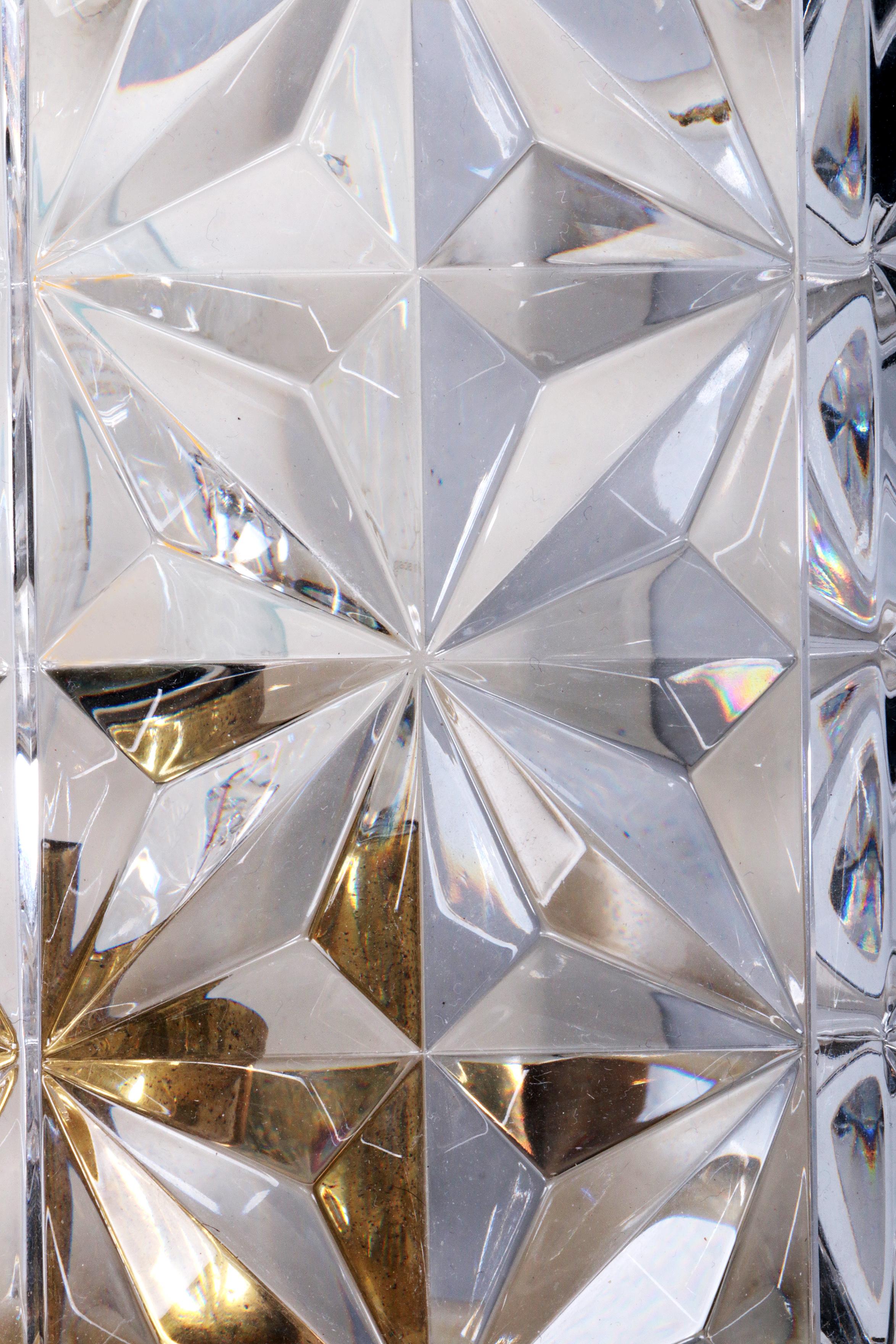 Original 1960s Kinkeldey Crystal Glass Brass Wall Lamp For Sale 8
