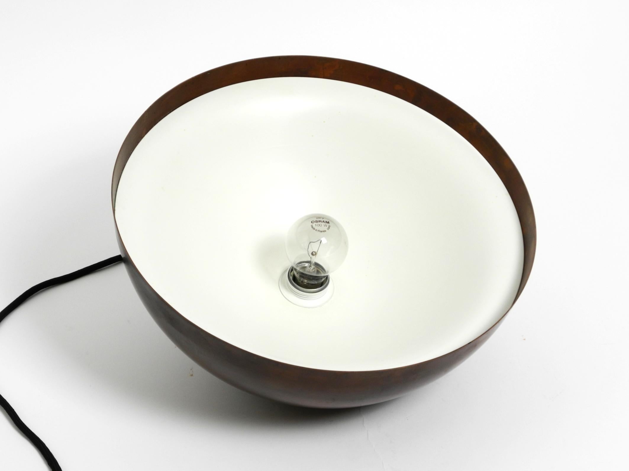 Original 1960s large Space Age pendant lamp with copper shade in mint condition 4